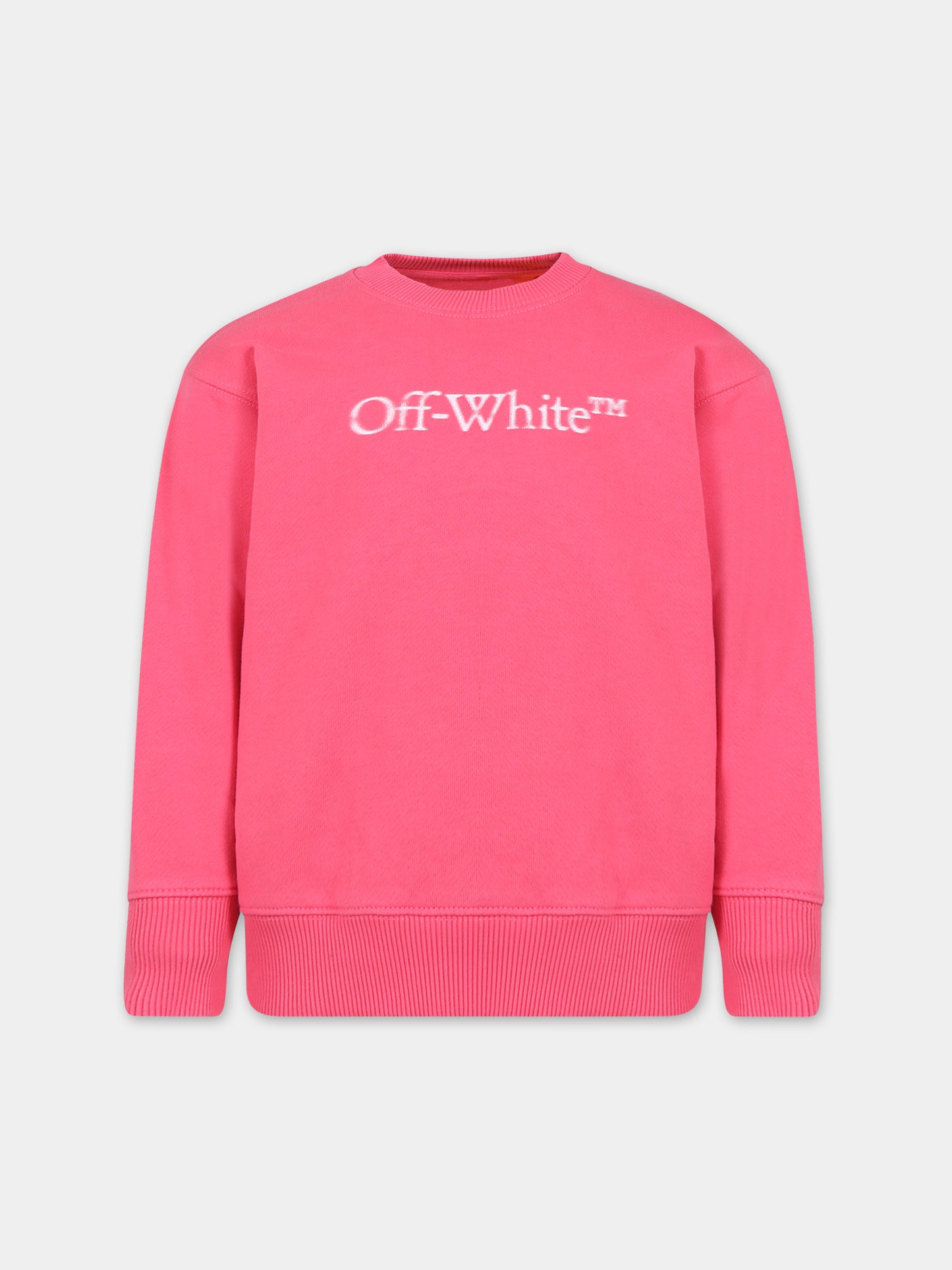 Felpa fucsia per bambina con logo,Off White,OGBA001F23FLE0033201