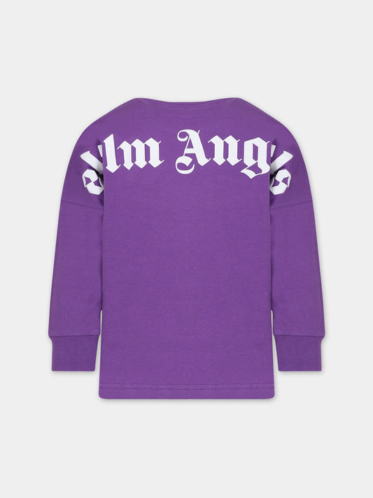 T-shirt viola per bambini con logo,Palm Angels,PBAB005C99JER0013701