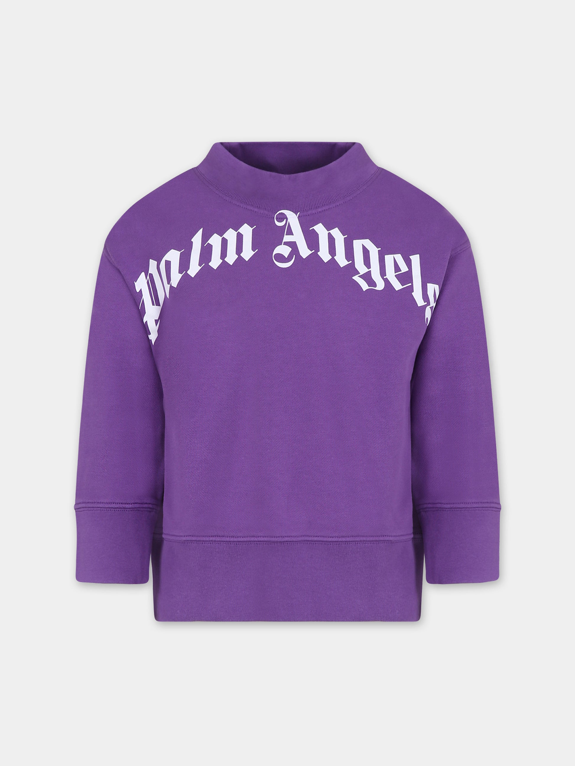 Felpa viola per bambini con logo,Palm Angels,PBBA001C99FLE0043701