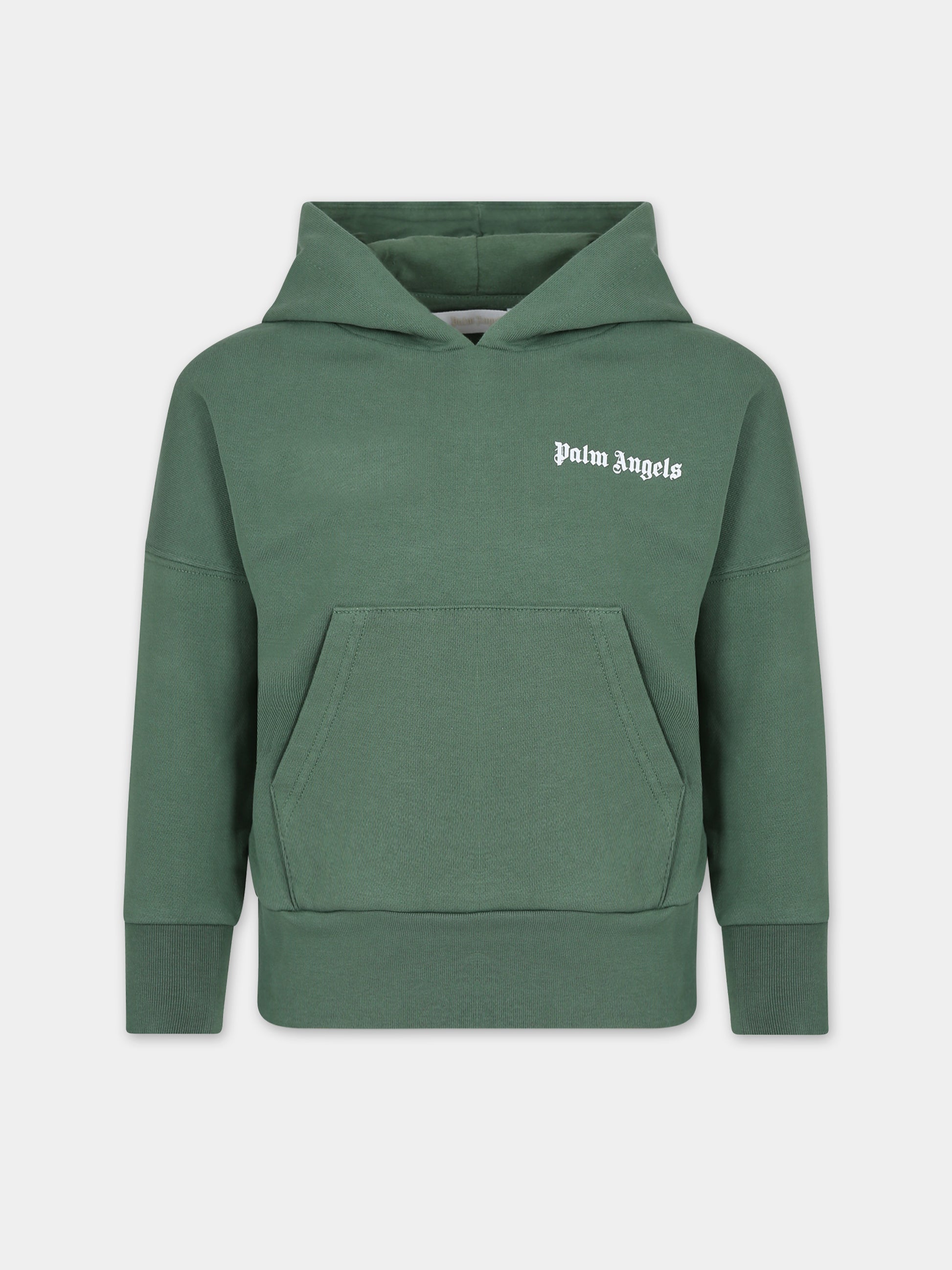 Felpa verde per bambini con logo,Palm Angels,PBBB009C99FLE0015501