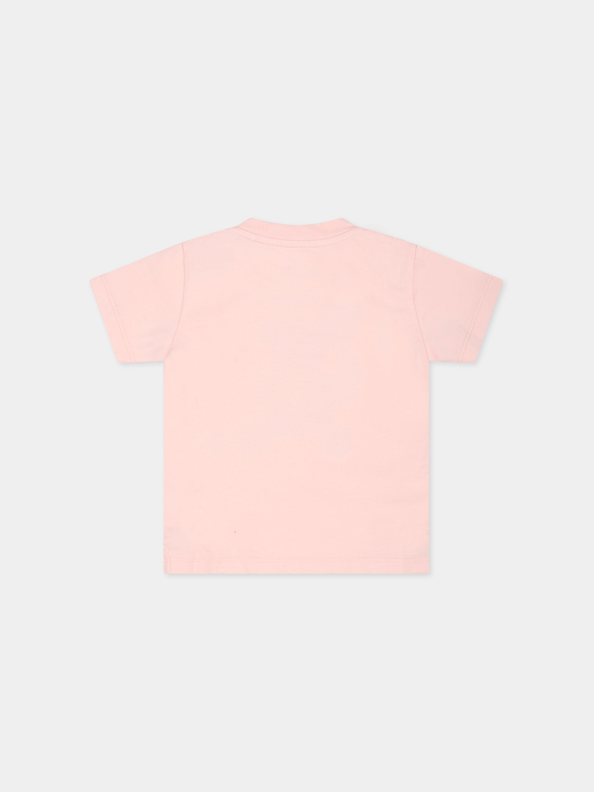 T-shirt rosa per neonata con orso,Palm Angels,PGXB001F23JER0043315