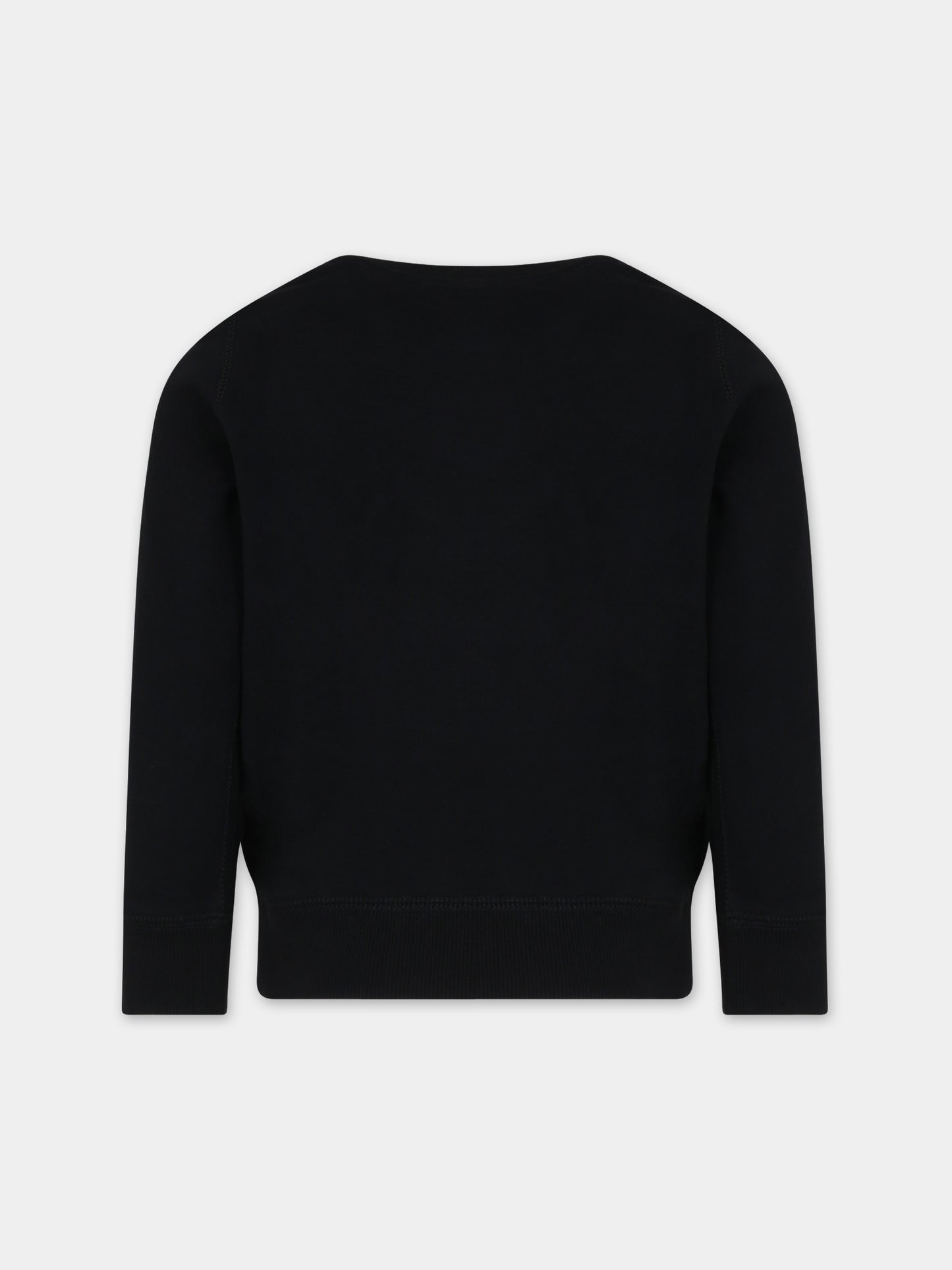 Felpa nera per bambina con orso e logo,Ralph Lauren Kids,920453001