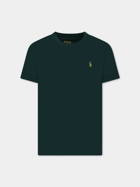 T-shirt verde per bambino con logo,Ralph Lauren Kids,832904117/832904121