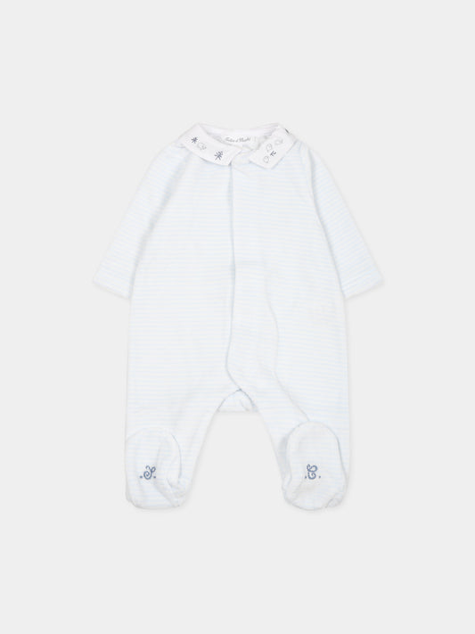 Tutina celeste per neonato con ricami,Tartine Et Chocolat,TX54130-41