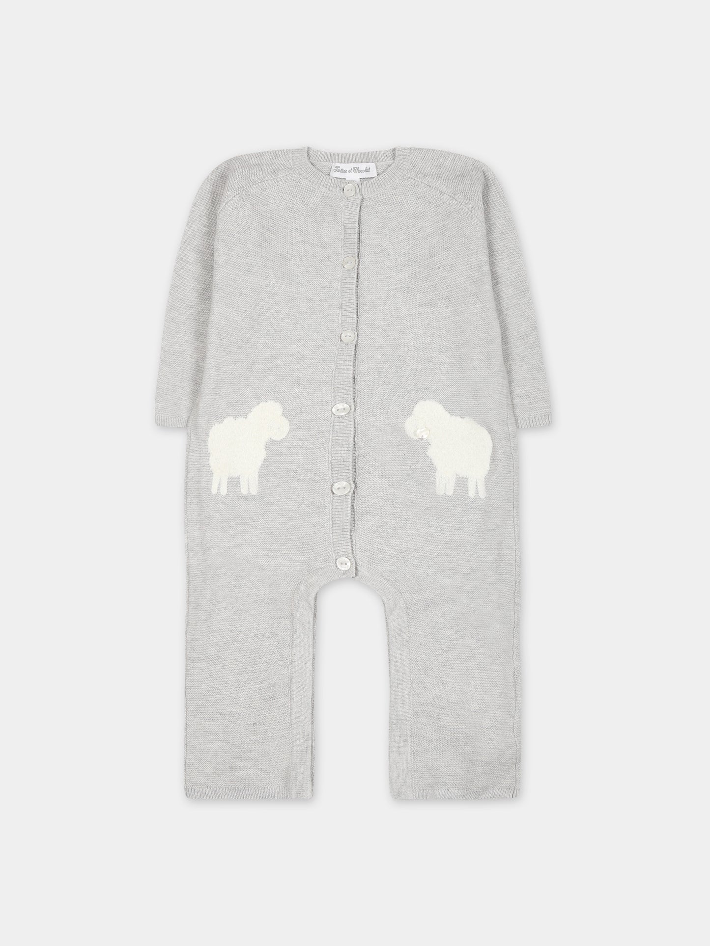 Tutina grigia per neonati con pecore,Tartine Et Chocolat,TX32000-20