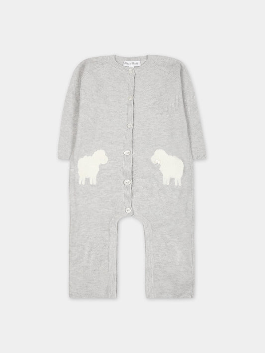 Tutina grigia per neonati con pecore,Tartine Et Chocolat,TX32000-20