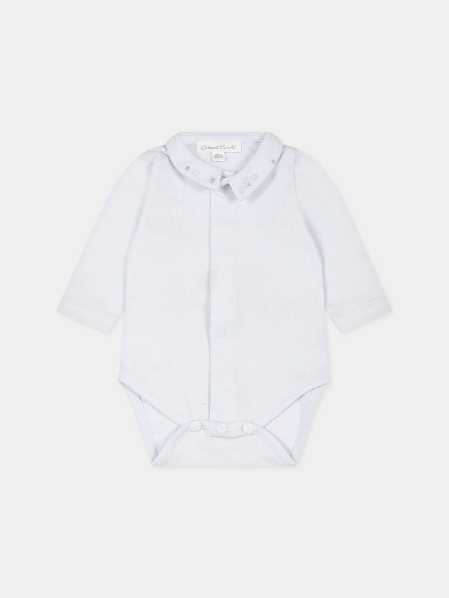 Body celeste per neonato con ricami,Tartine Et Chocolat,TX11000-41