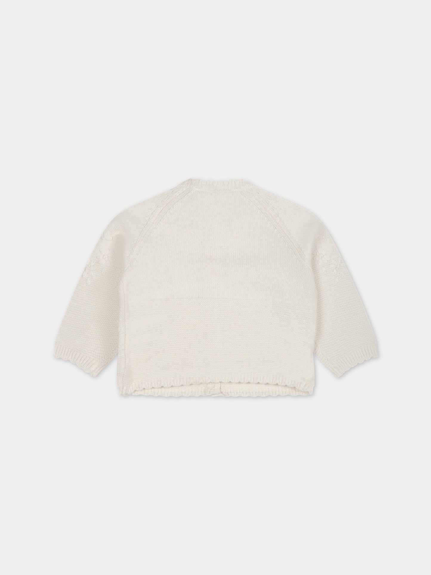 Cardigan avorio per neonata con fiori,Tartine Et Chocolat,TX18031-13