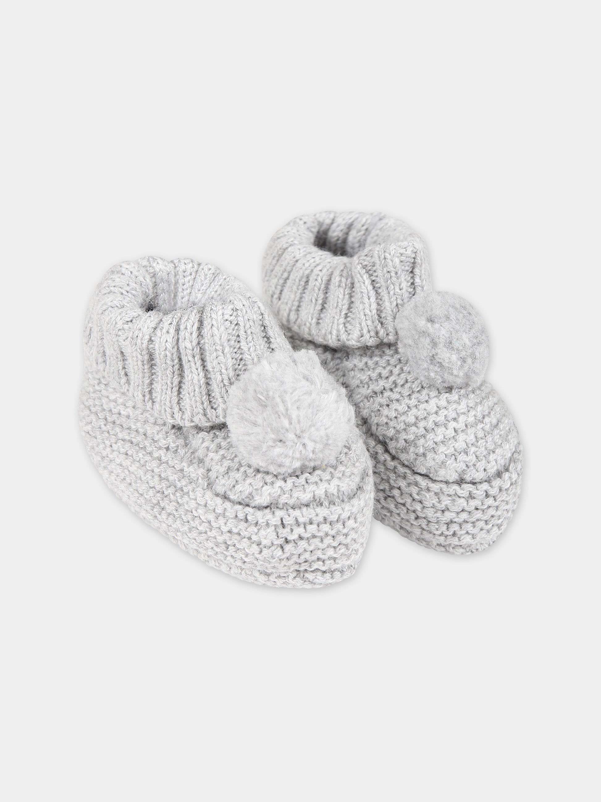 Babbucce grigie per neonati con pon pon,Tartine Et Chocolat,TX89020-20