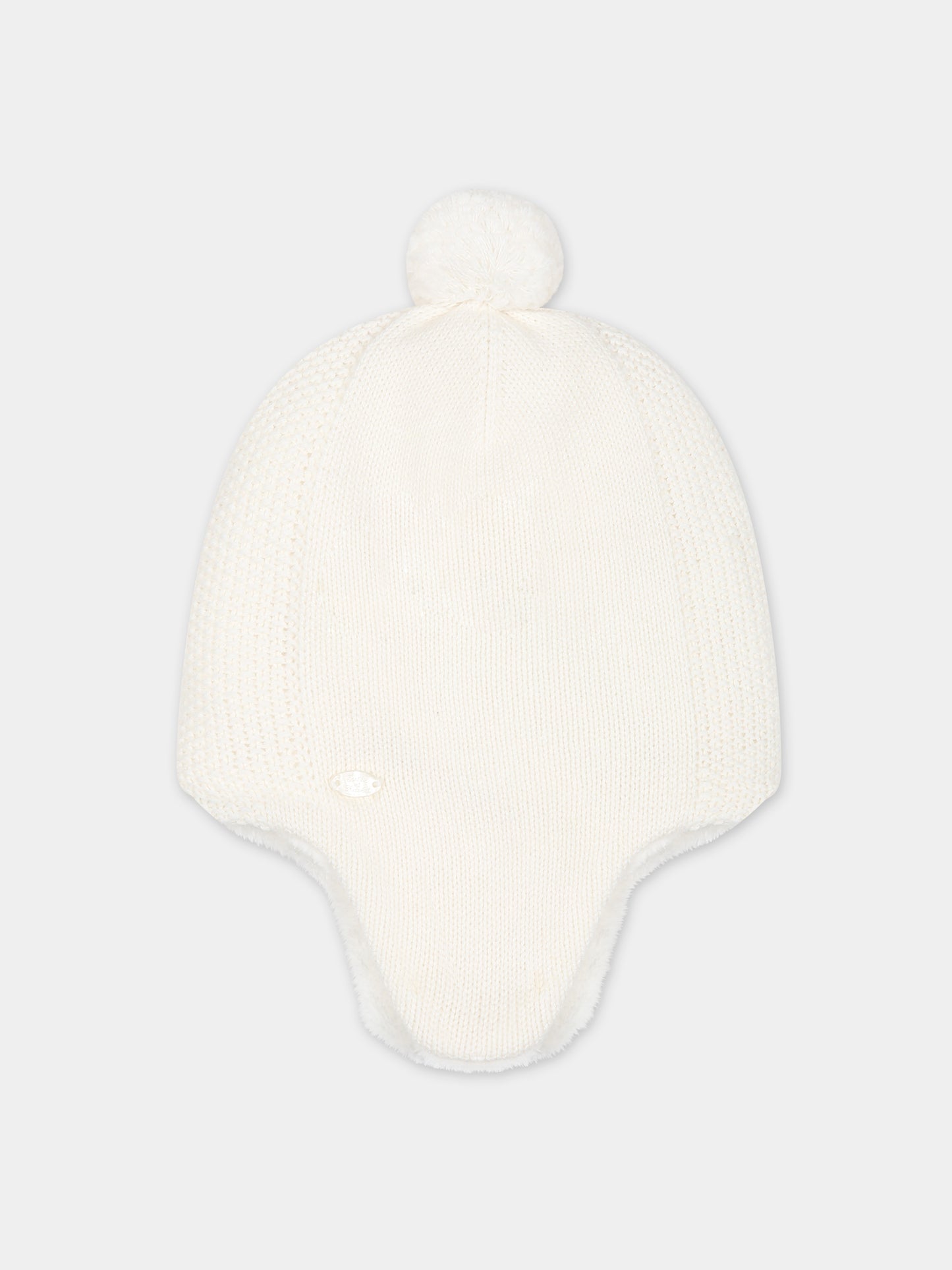 Berretto avorio per neonati con pon pon,Tartine Et Chocolat,TX90020-13