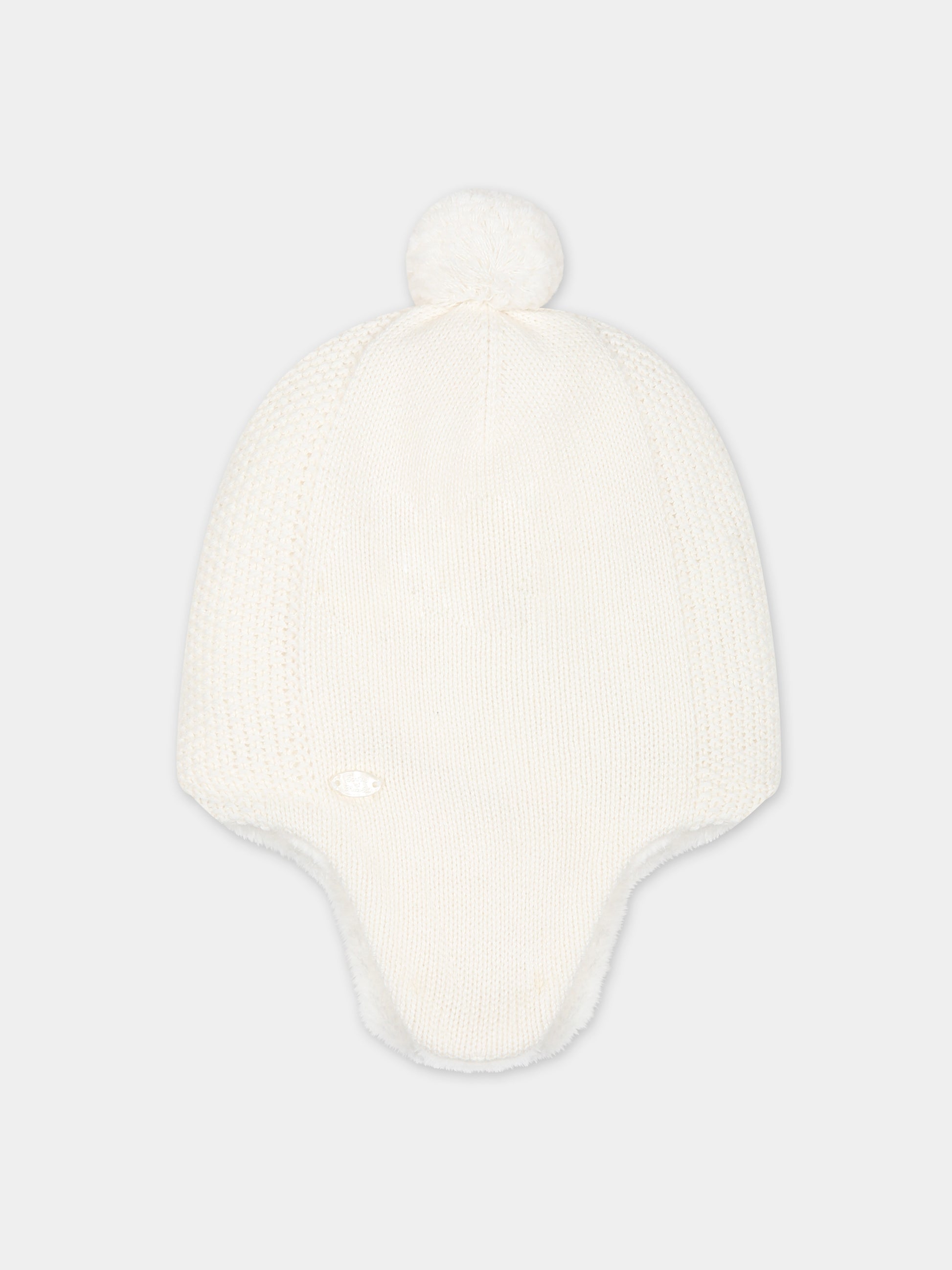 Berretto avorio per neonati con pon pon,Tartine Et Chocolat,TX90020-13