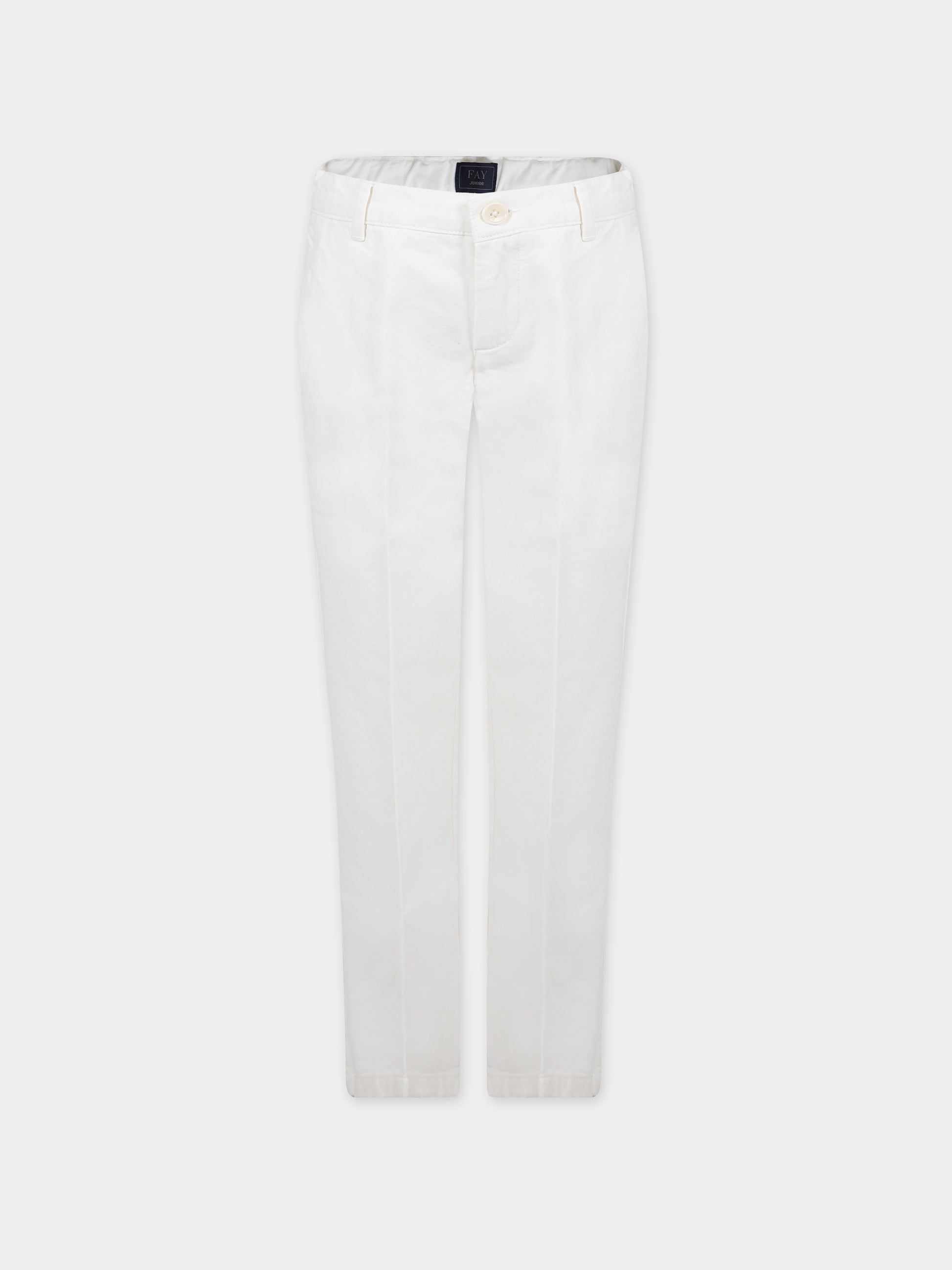 Pantaloni avorio per bambino con logo,Fay Kids,FT6P10 Z1772 101
