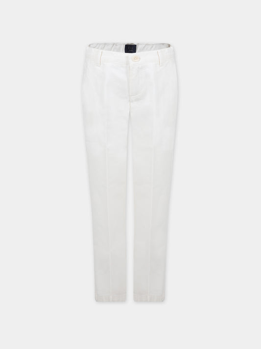 Pantaloni avorio per bambino con logo,Fay Kids,FT6P10 Z1772 101