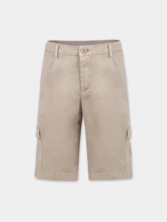 Shorts beige per bambino con logo,Dolce & Gabbana Kids,L43Q21 LY071 M0131