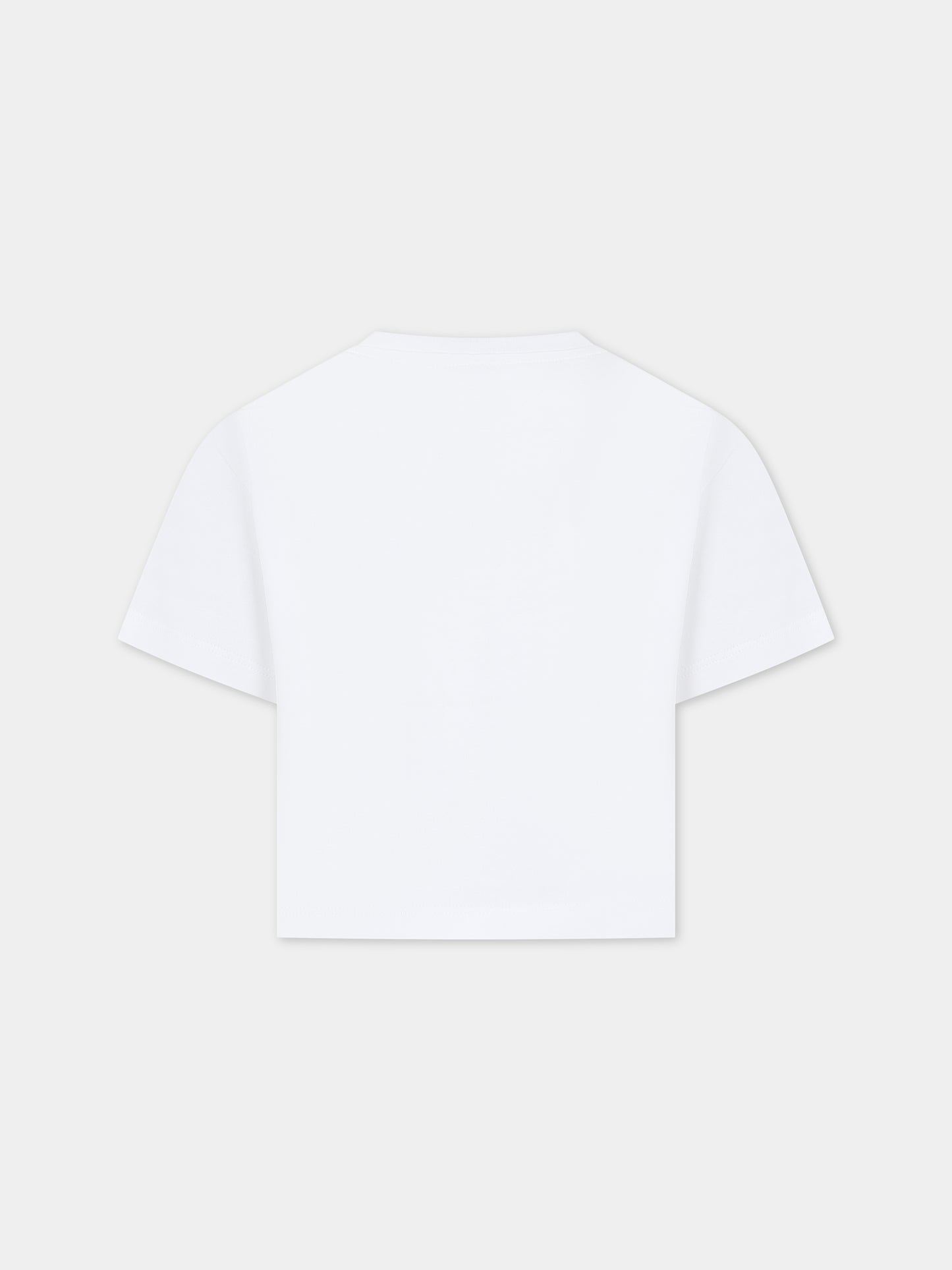 T-shirt bianca per bambina con logo,Dolce & Gabbana Kids,L5JTHW G7KC4 W0800