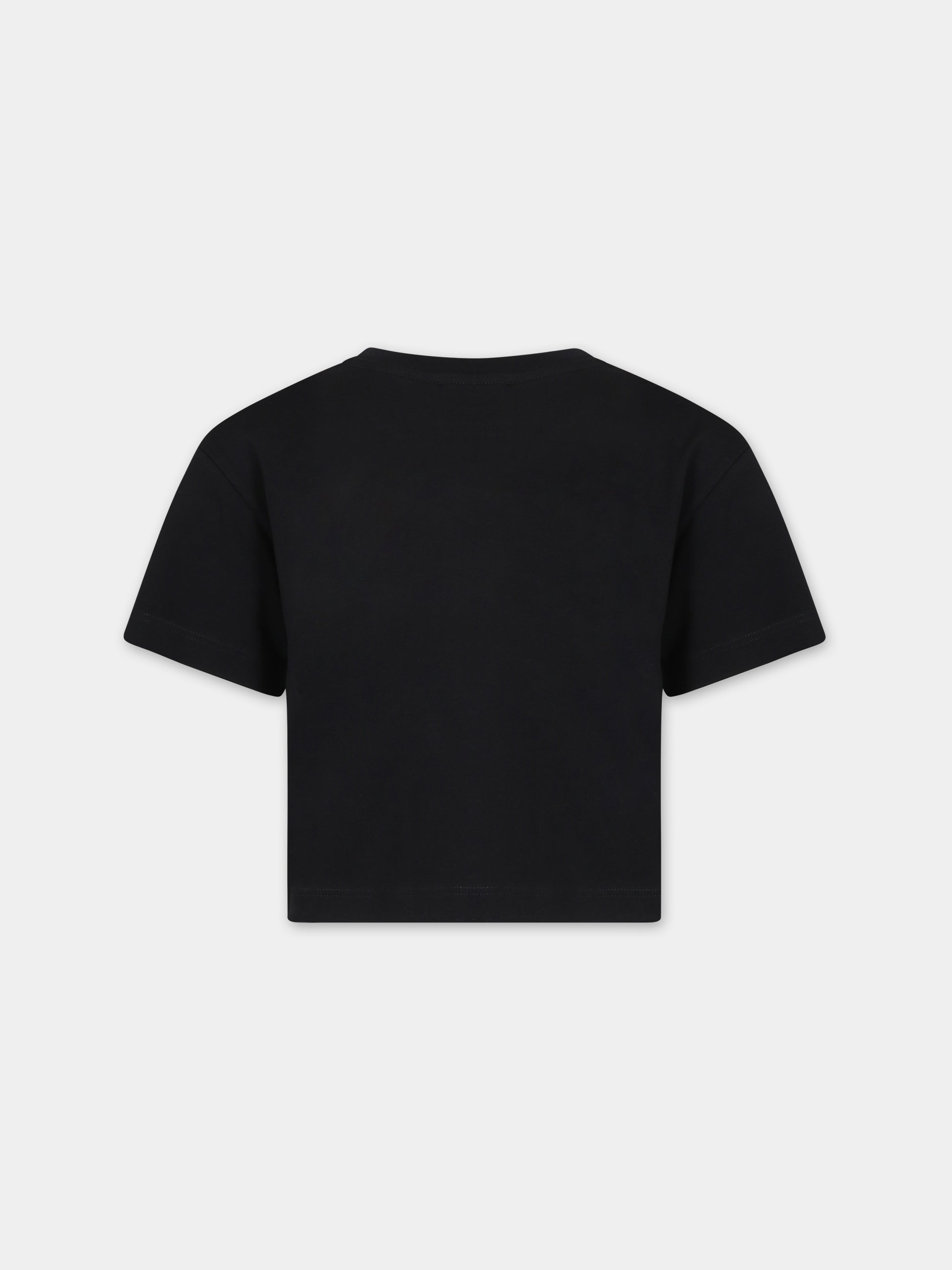 T-shirt nera per bambina con logo,Dolce & Gabbana Kids,L5JTHW G7KC5 N0000
