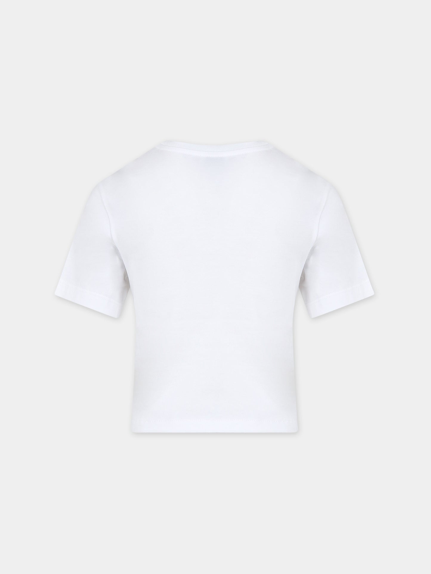 T-shirt bianca per bambina con logo,Dolce & Gabbana Kids,L5JTLP G7J9S W0800