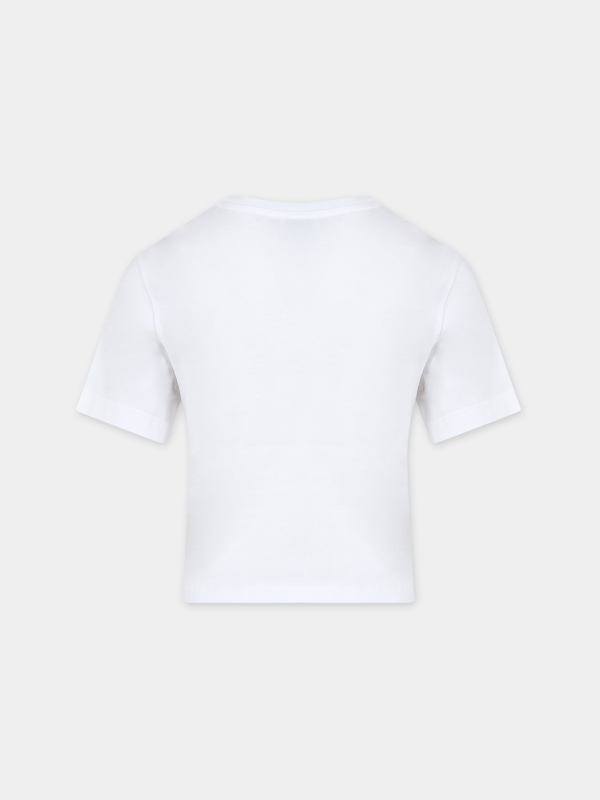 T-shirt bianca per bambina con logo,Dolce & Gabbana Kids,L5JTLP G7J9S W0800