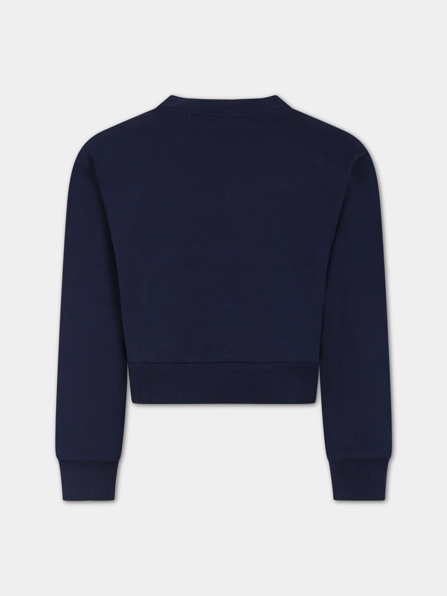 Felpa blu per bambina con logo e rose,Dolce & Gabbana Kids,L5JW9A G7J7V B0065