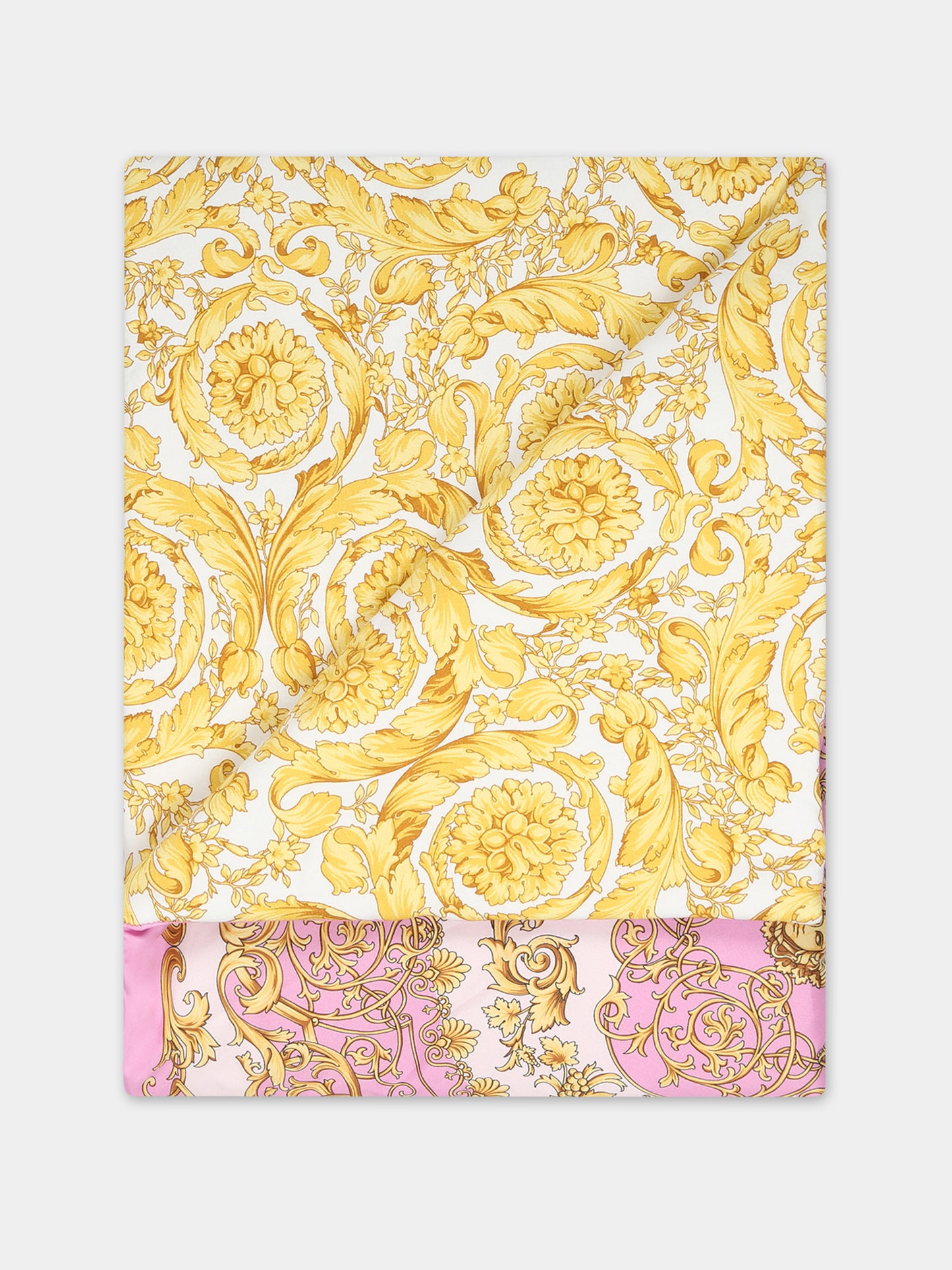 Coperta rosa per neonata con stampa barocco,Versace,1007194 1A08122 2PL60