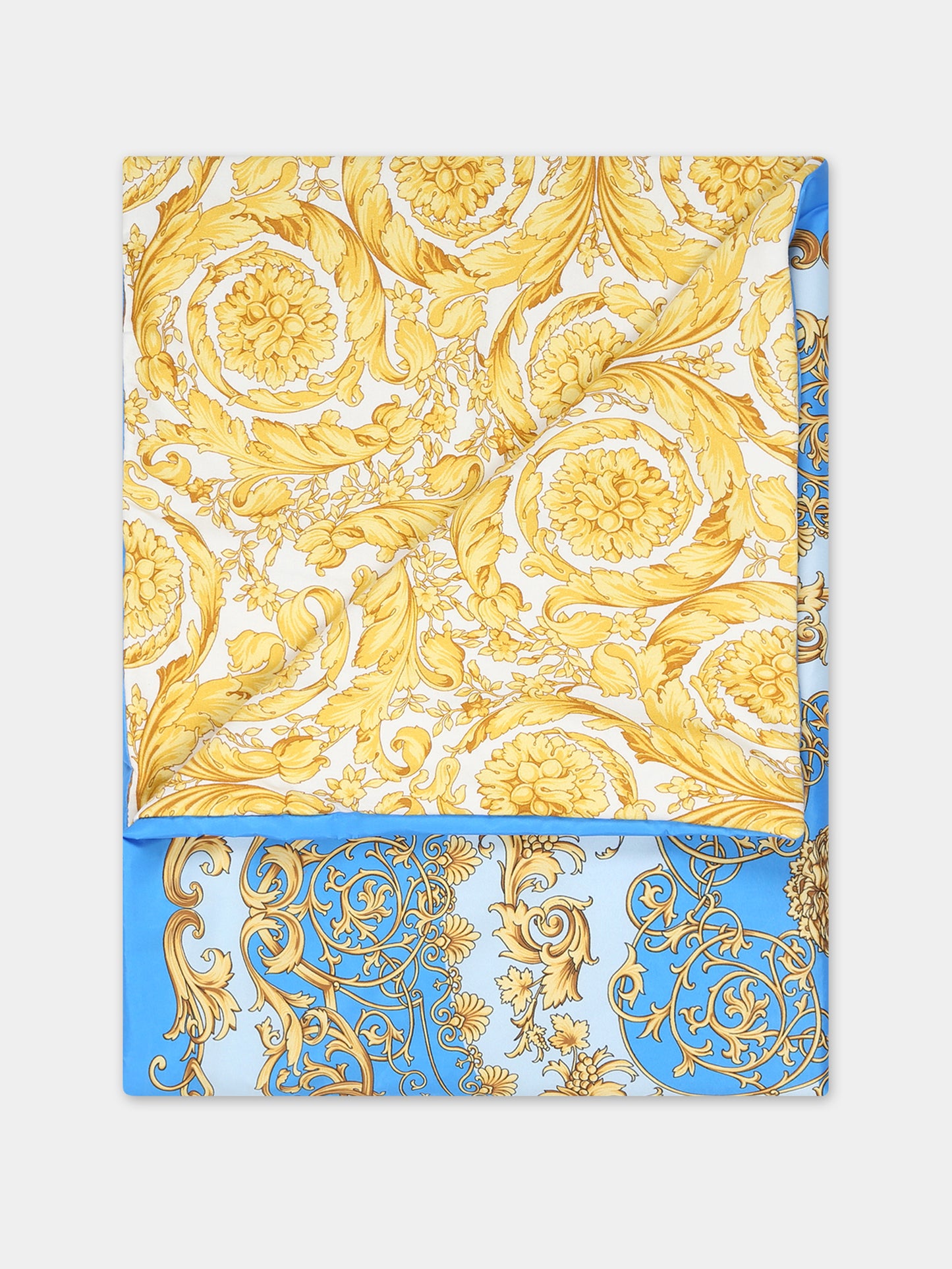 Coperta celeste per neonato con stampa barocco,Versace,1007194 1A08122 2VB50