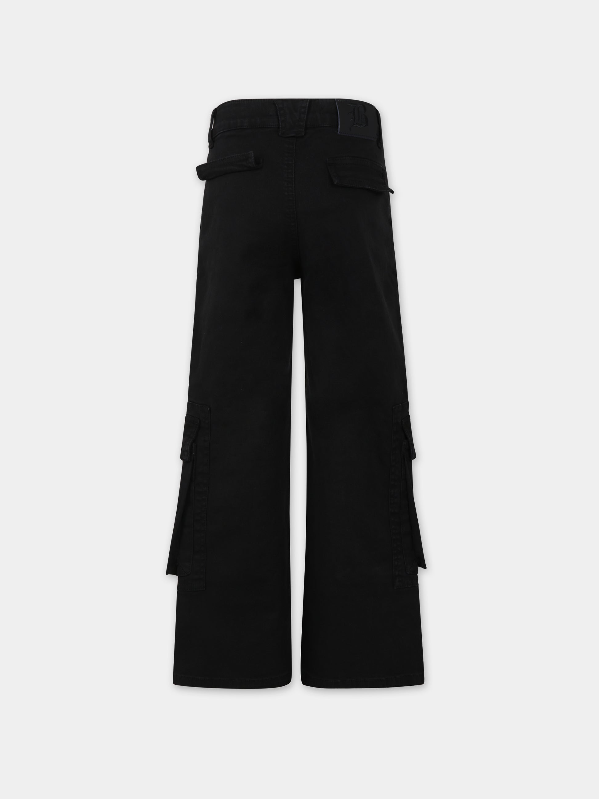 Pantaloni neri per bambina con logo,Blumarine Baby,IF3041 22222