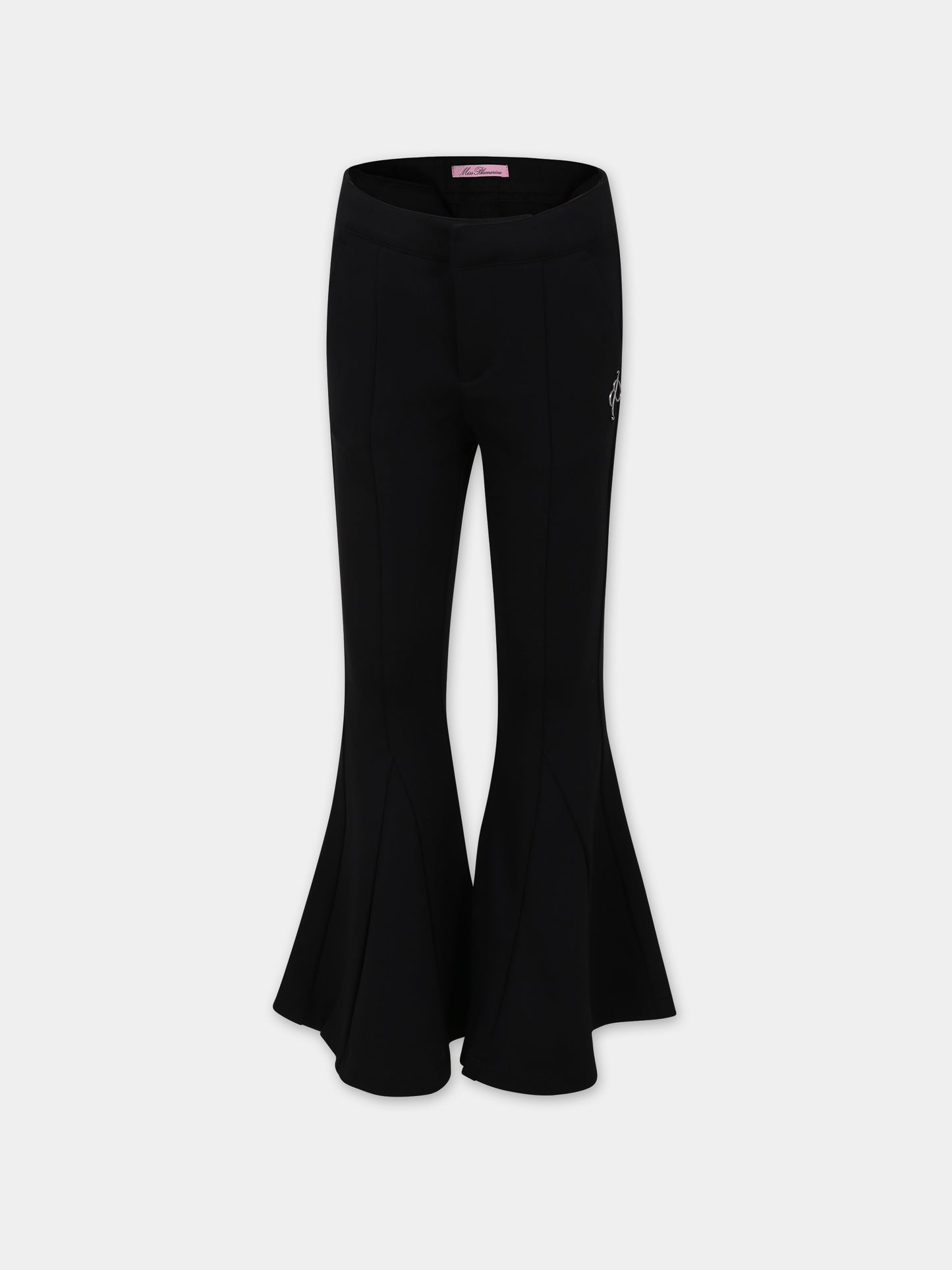 Pantaloni neri per bambina con logo,Blumarine Baby,IF3079 22222