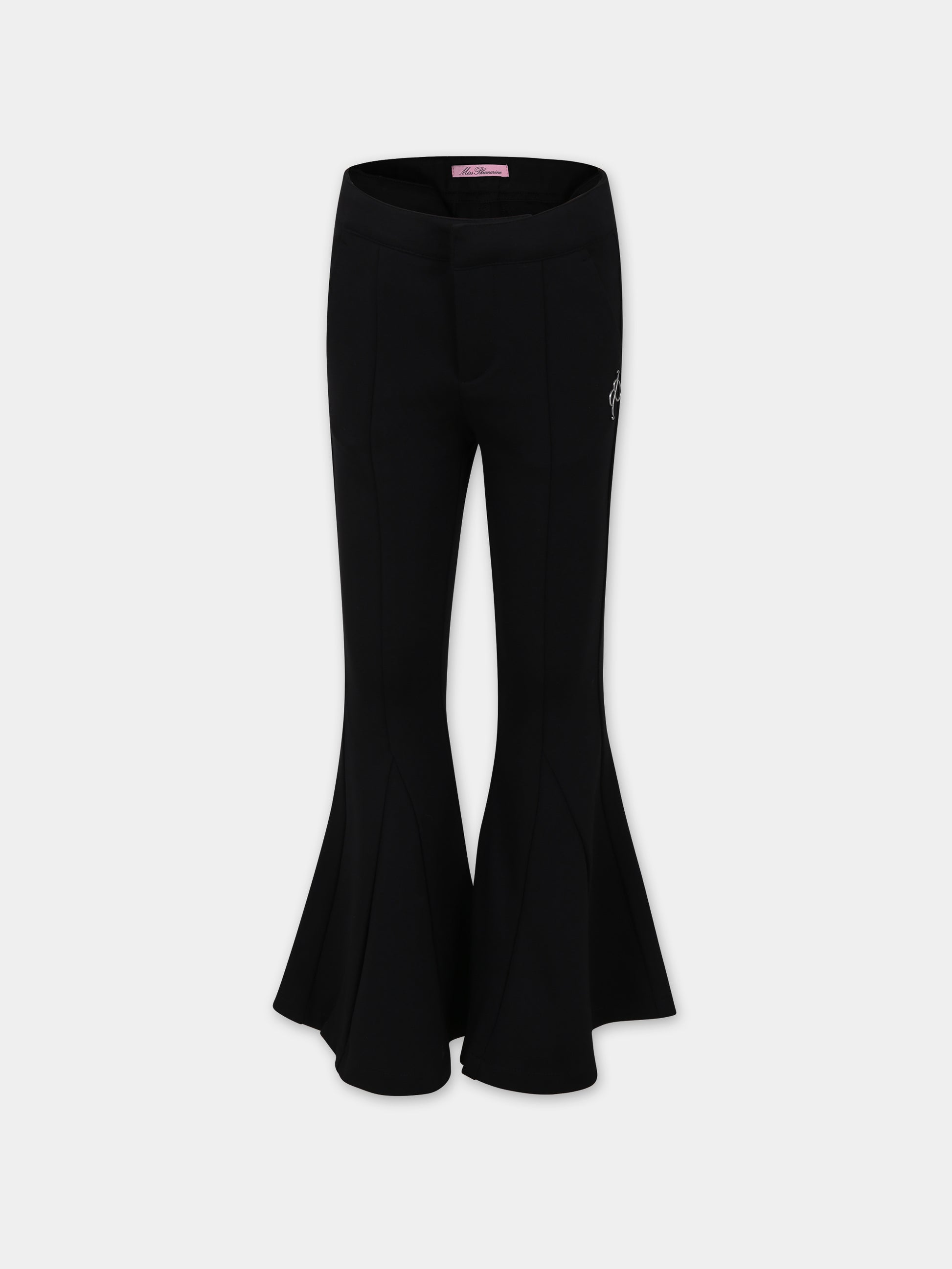 Pantaloni neri per bambina con logo,Blumarine Baby,IF3079 22222
