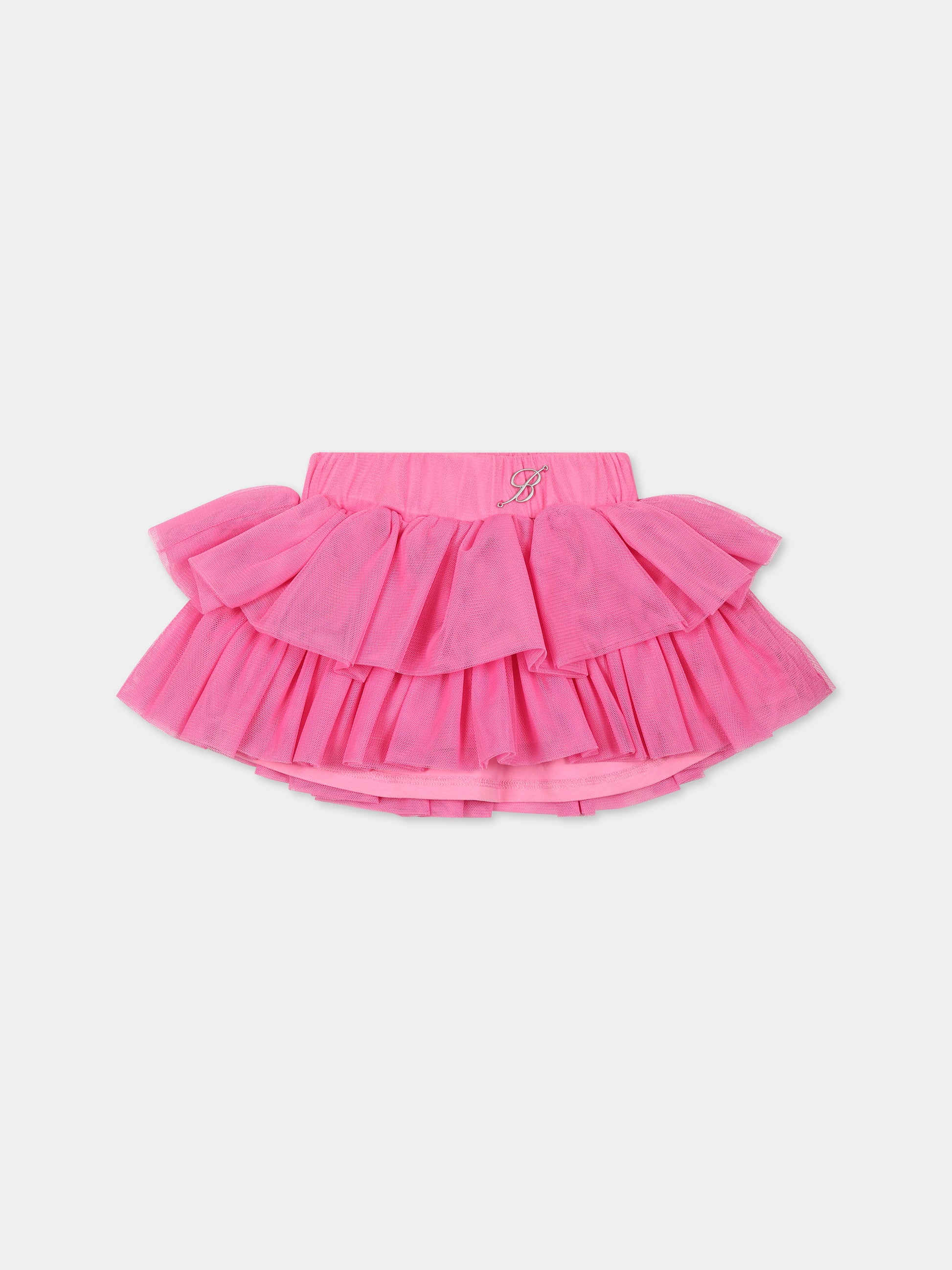 Gonna fucsia per bambina con logo,Blumarine Baby,IF3145 X0517