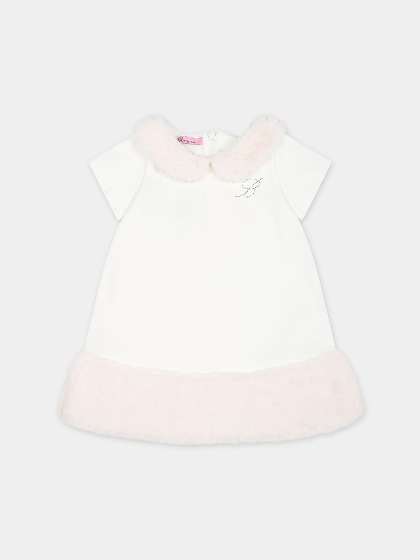 Vestito bianco per neonata con logo,Blumarine Baby,IF3108 10602