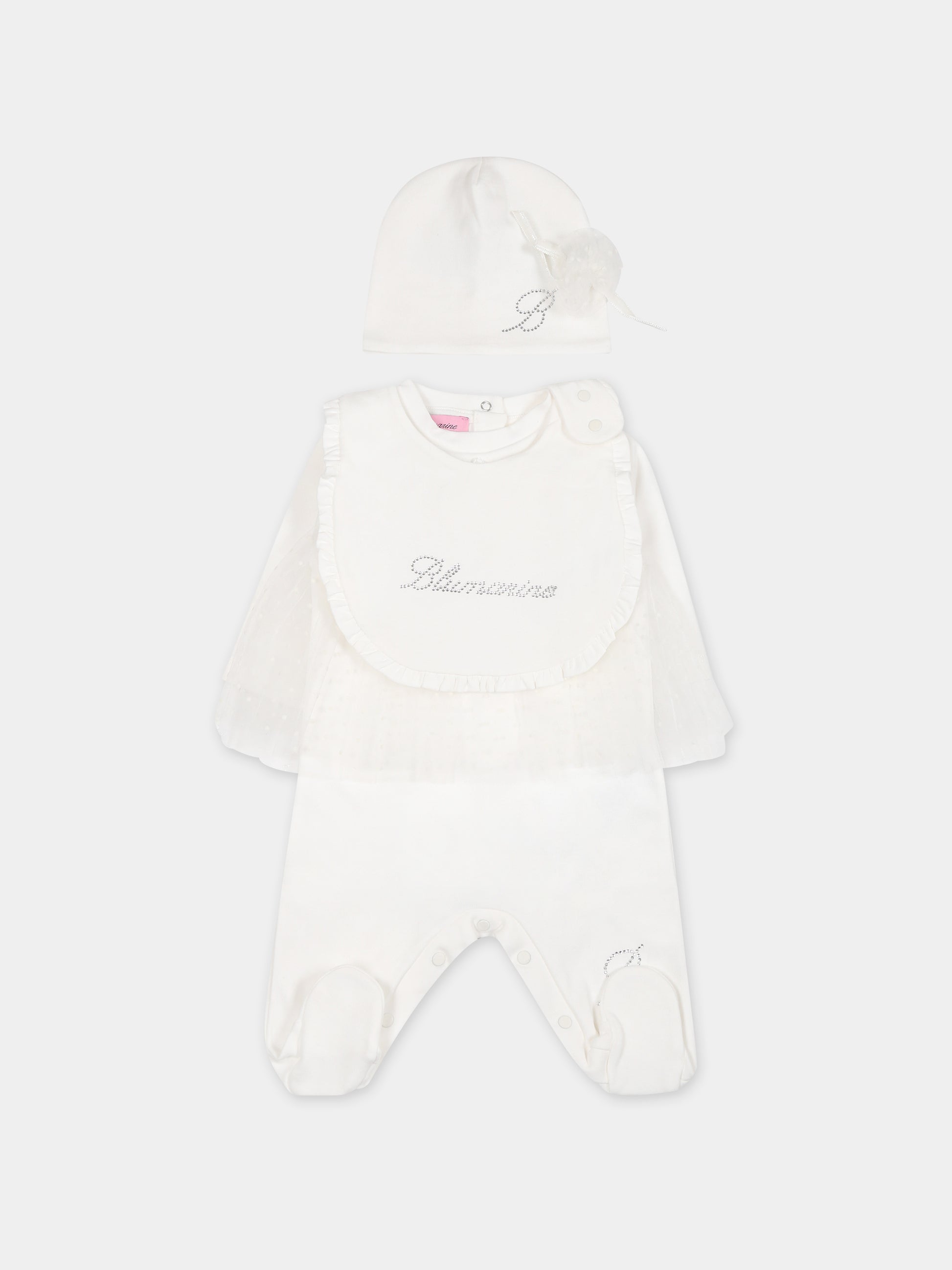 Set bianco per neonata con logo,Blumarine Baby,IF3109 10602