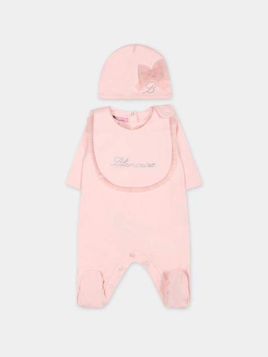 Set rosa per neonata con logo,Blumarine Baby,IF3137 X0515