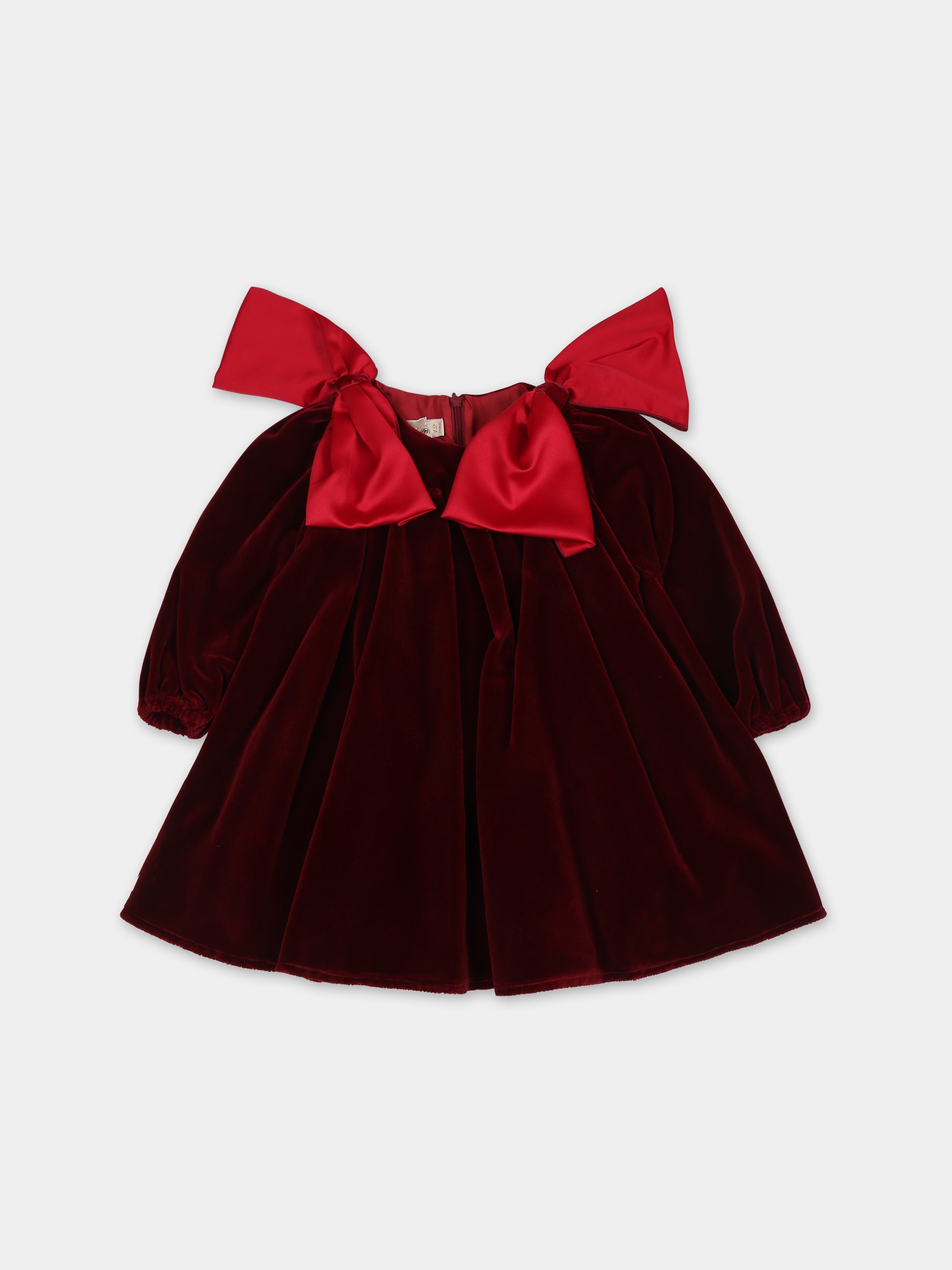 Vestito bordeaux per neonata con fiocchi,La Stupenderia,TJAB72V14