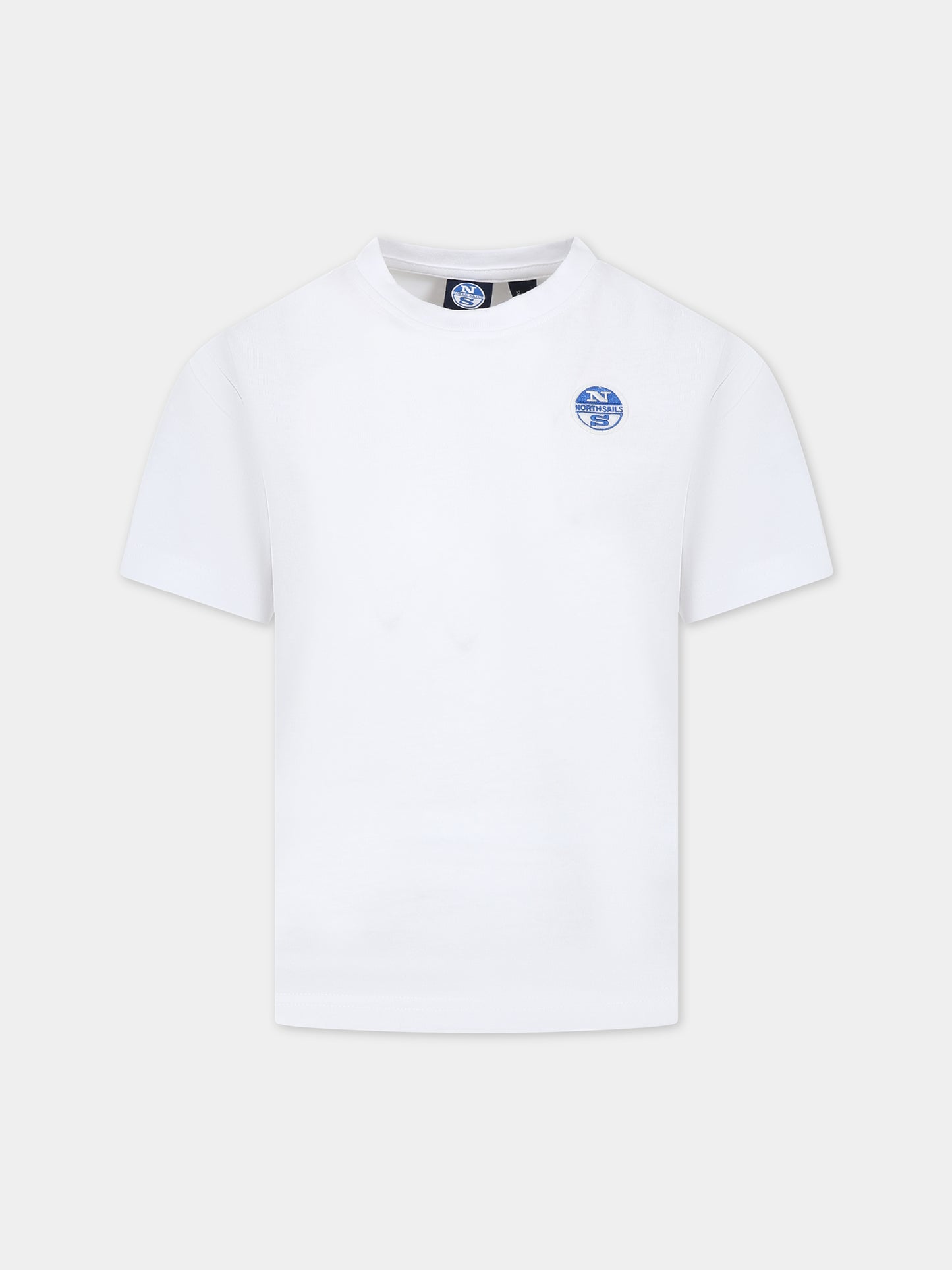 T-shirt bianca per bambino con patch logato,North Sails,795070 000 0101