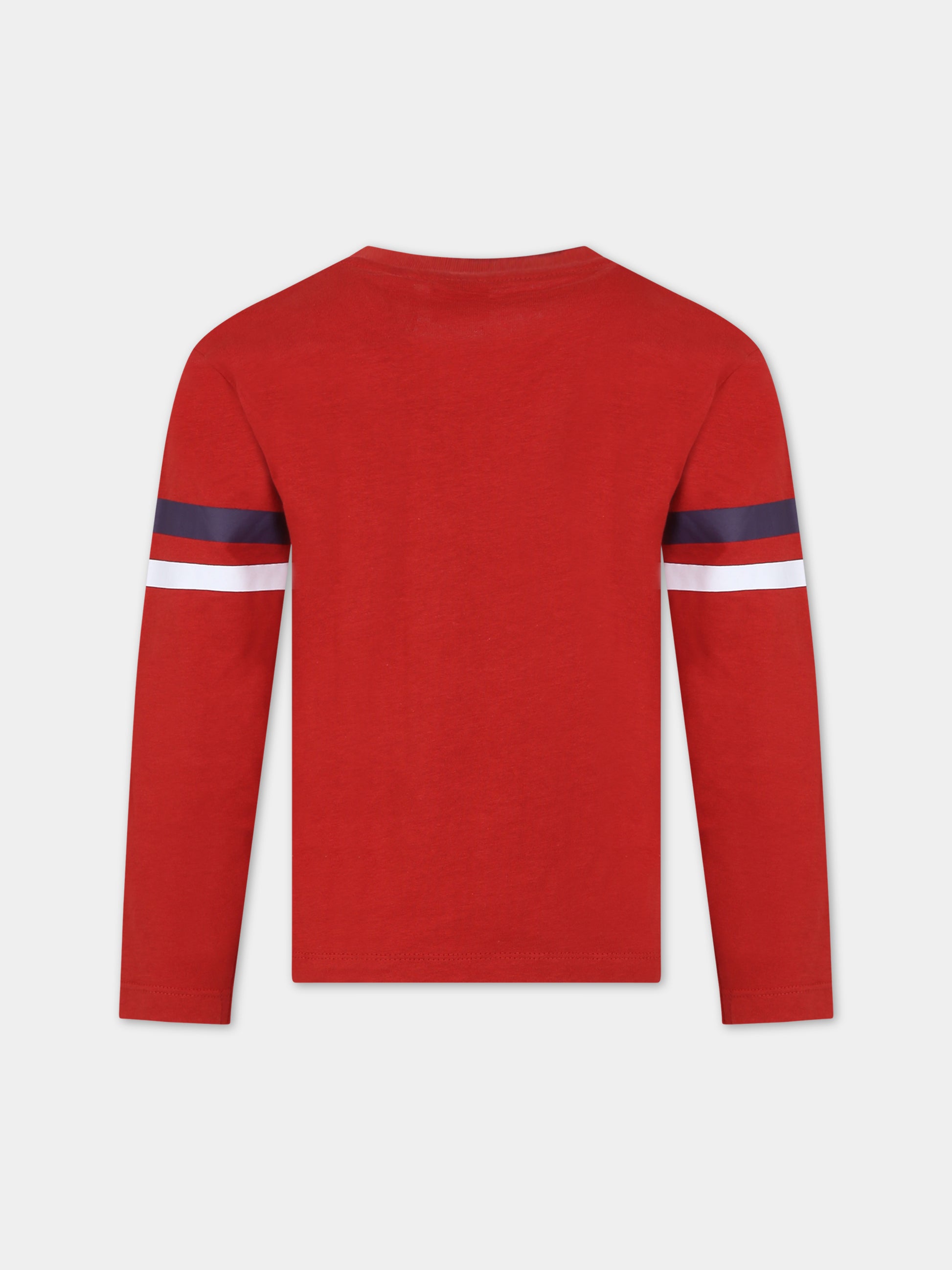 T-shirt rossa per bambino con logo,North Sails,795063 000 0237