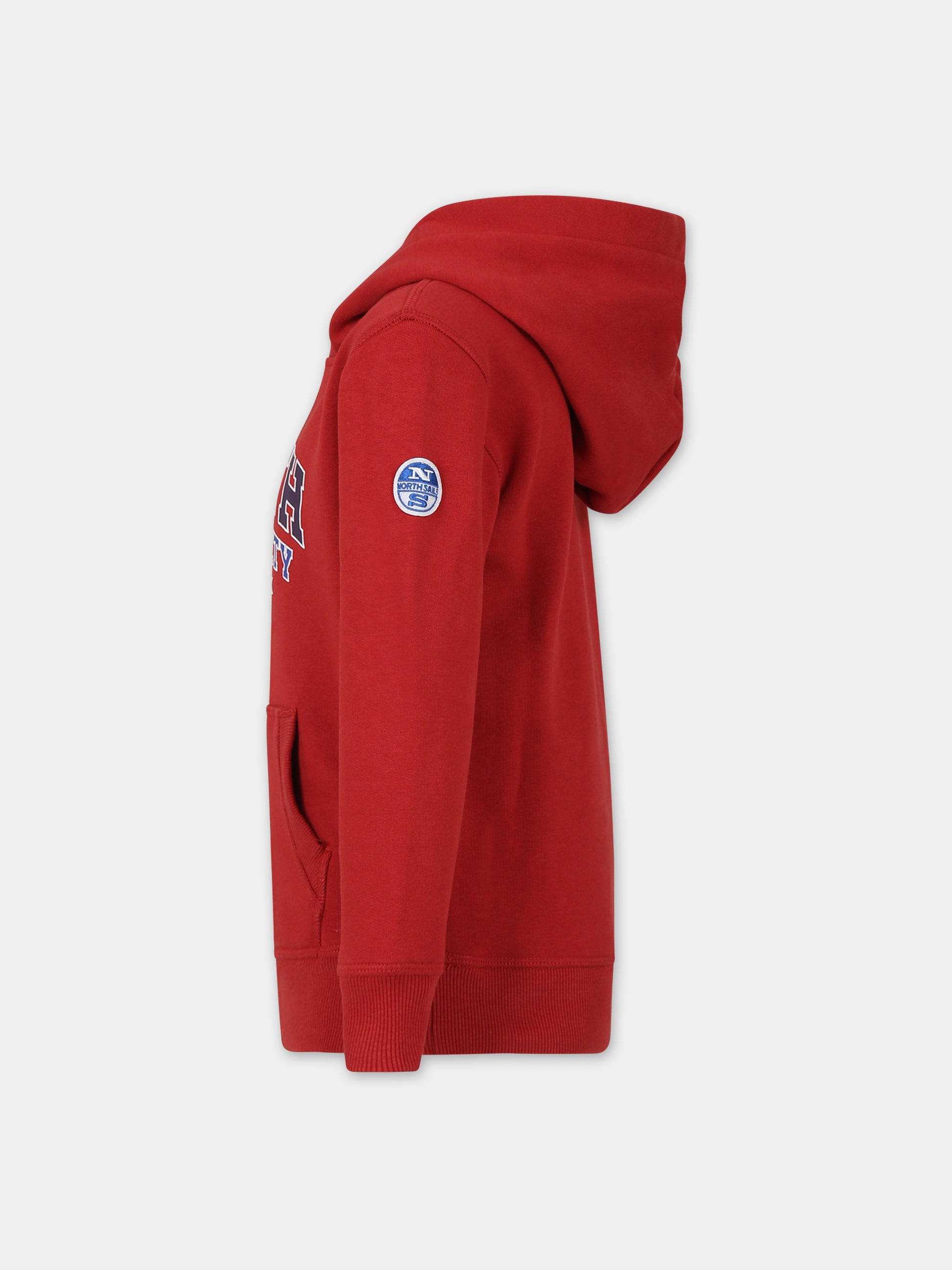 Felpa rossa per bambino con logo,North Sails,794430 000 0237