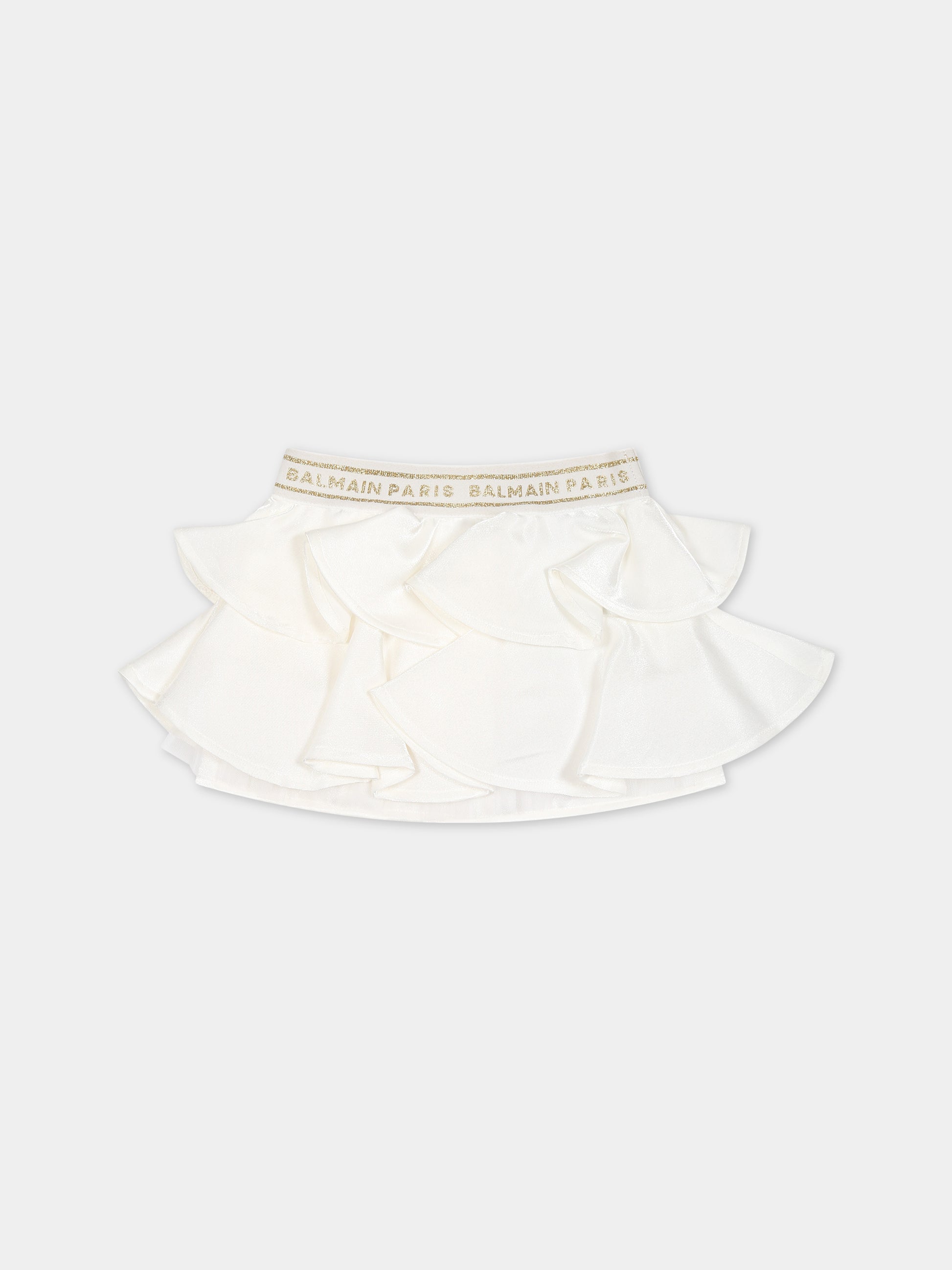Gonna avorio per neonata con logo,Balmain Kids,BT7021 K0158 101