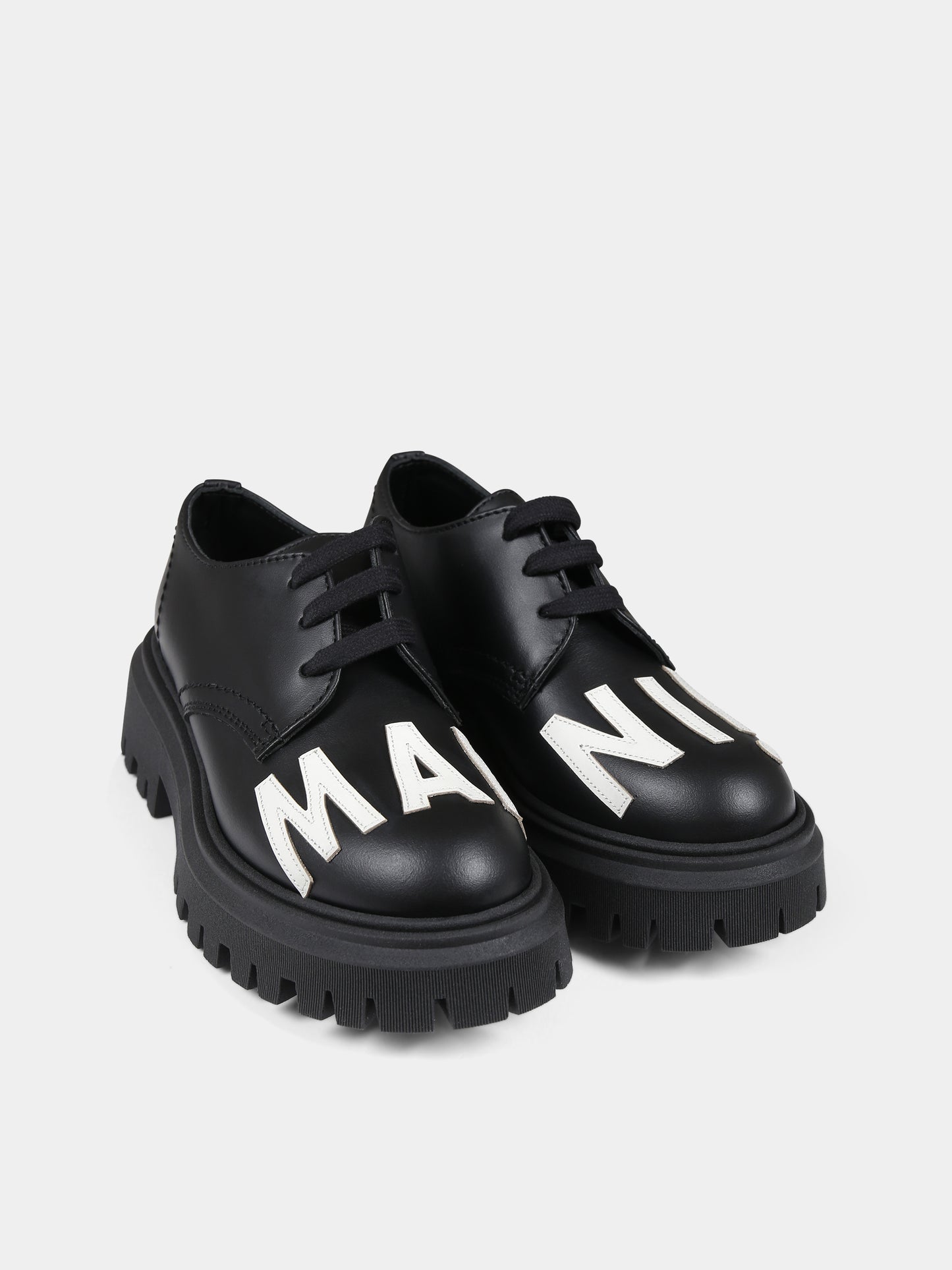 Stringate nere per bambini con logo,Marni Kids,75361 1