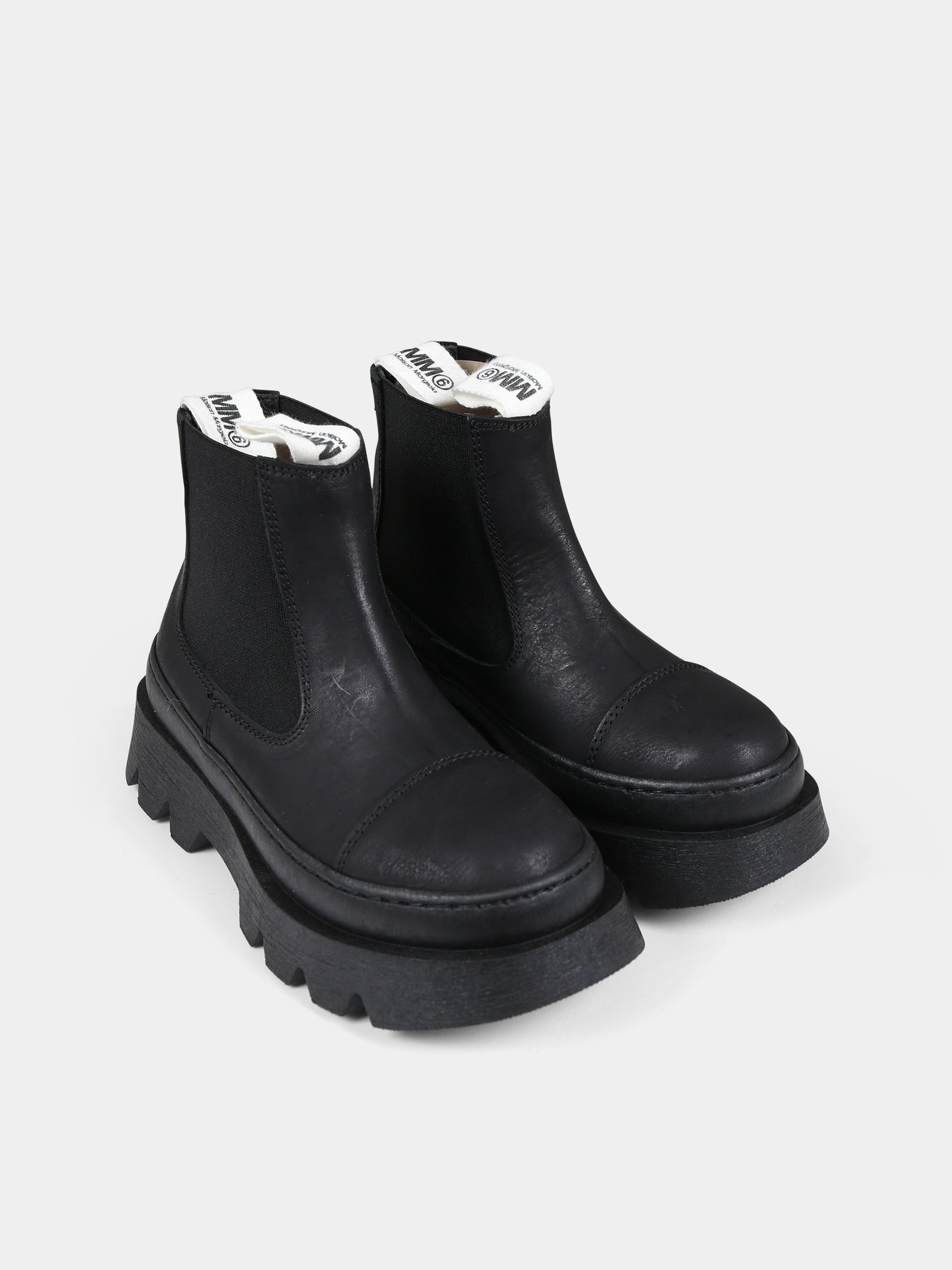 Stivaletti neri per bambini con logo,Mm6 Maison Margiela,75042 1
