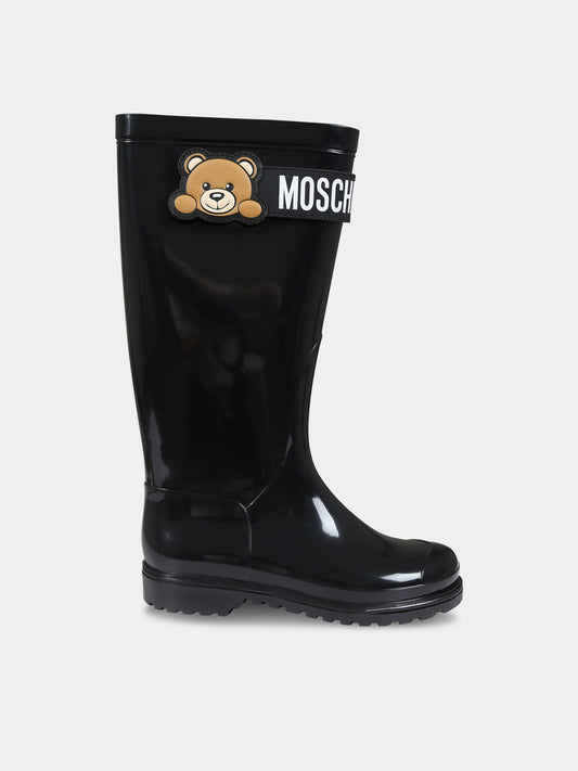 Stivali neri per bambina con Teddy Bear,Moschino Kids,76094 1