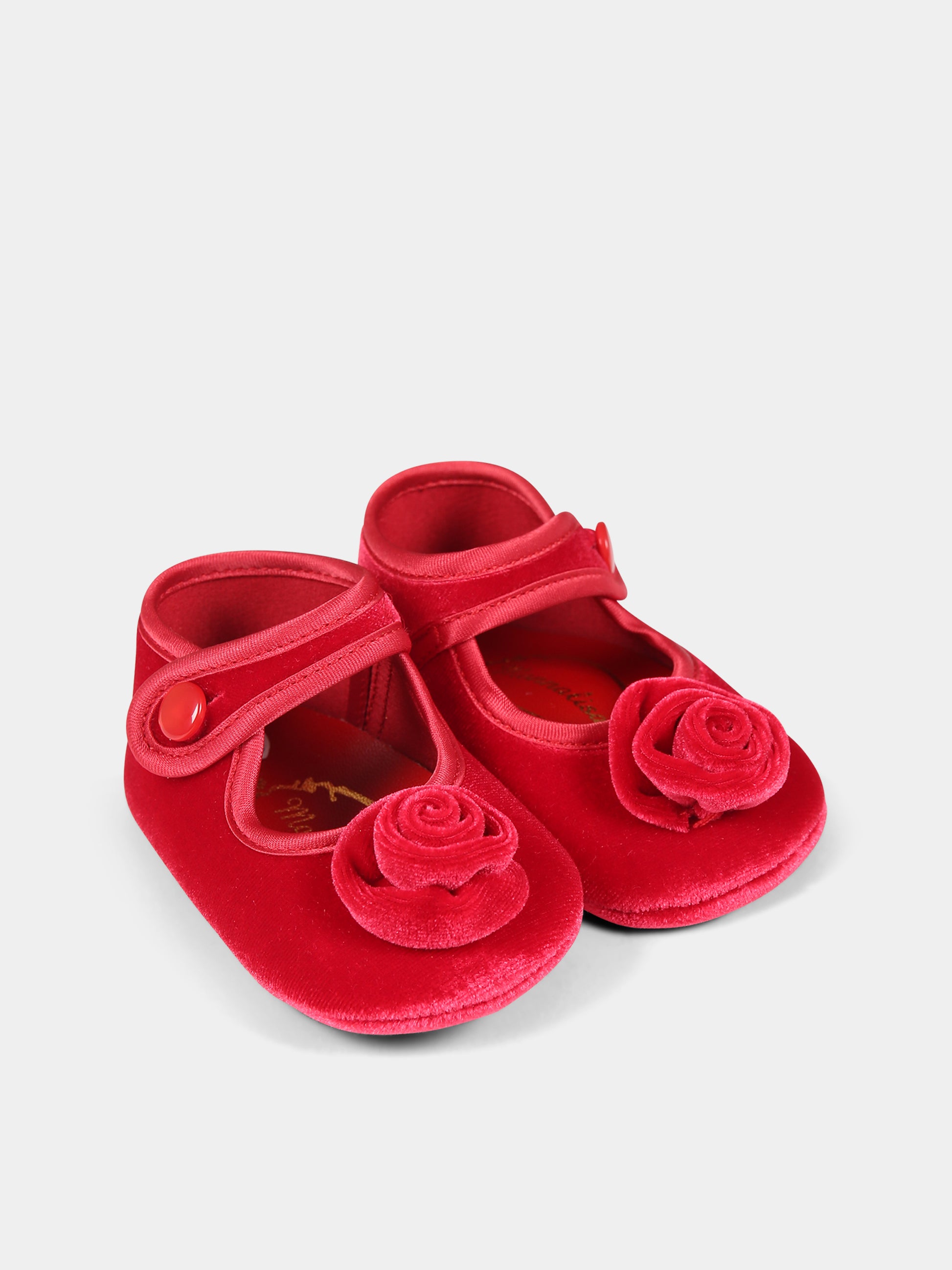 Ballerine rosse per neonata con rosa,Monnalisa,39B015 2908 0043