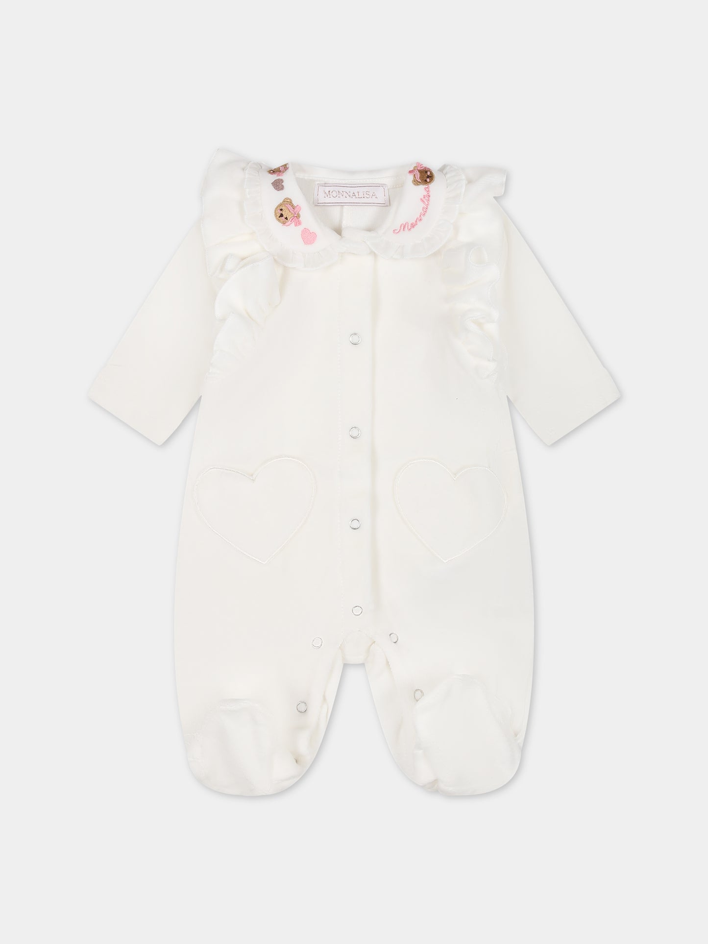 Tutina bianca per neonata con logo,Monnalisa,35B207 2009 0001