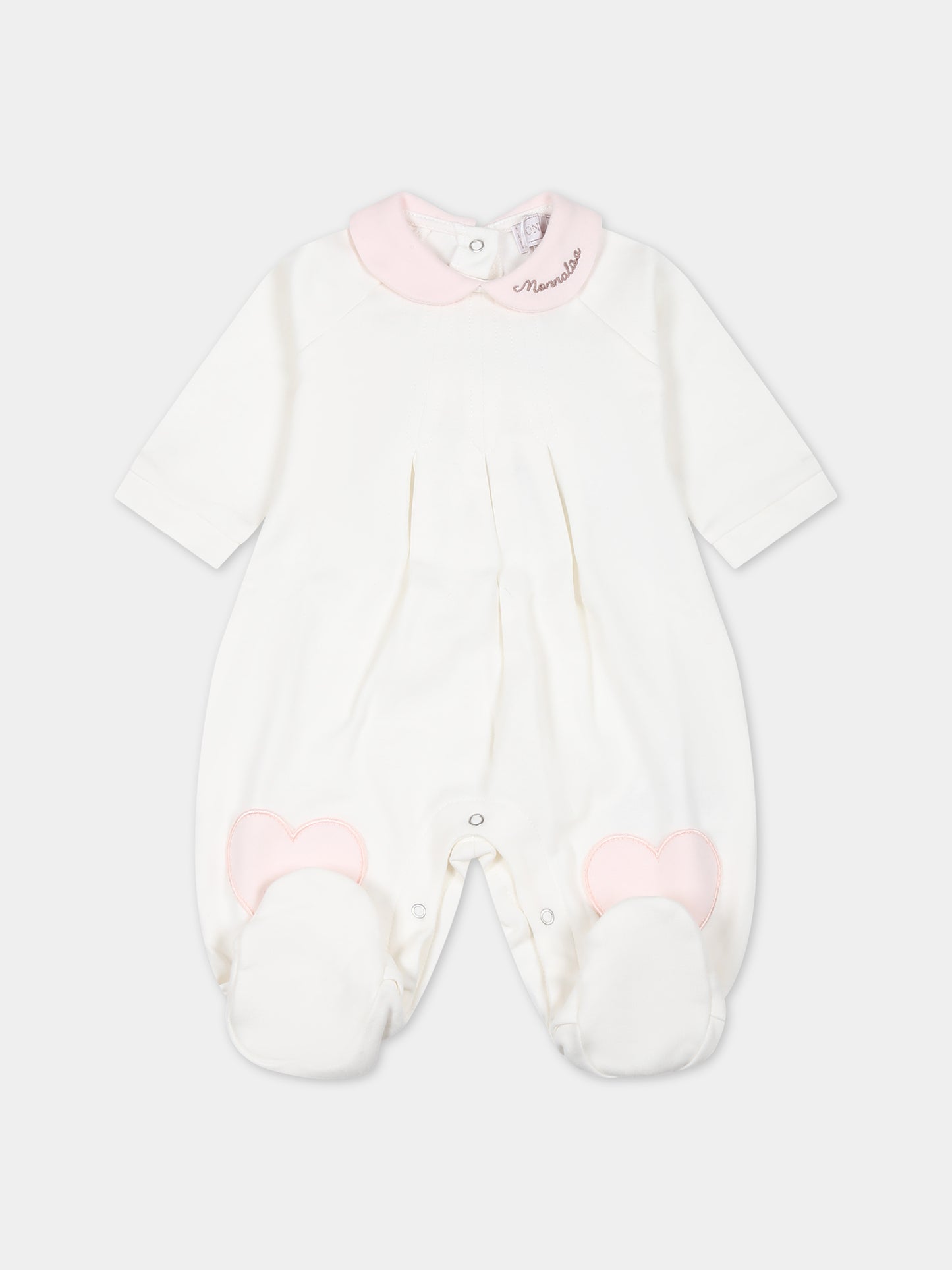 Set bianco per neonata con logo,Monnalisa,35B505 2004 0192