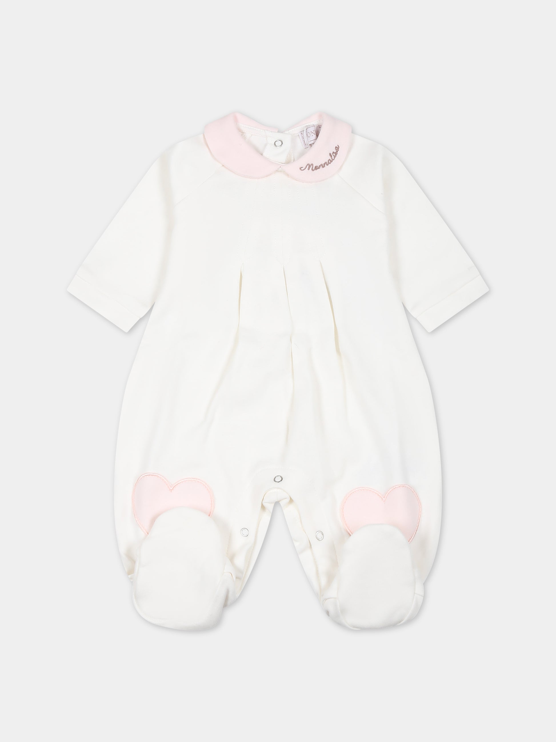 Set bianco per neonata con logo,Monnalisa,35B505 2004 0192