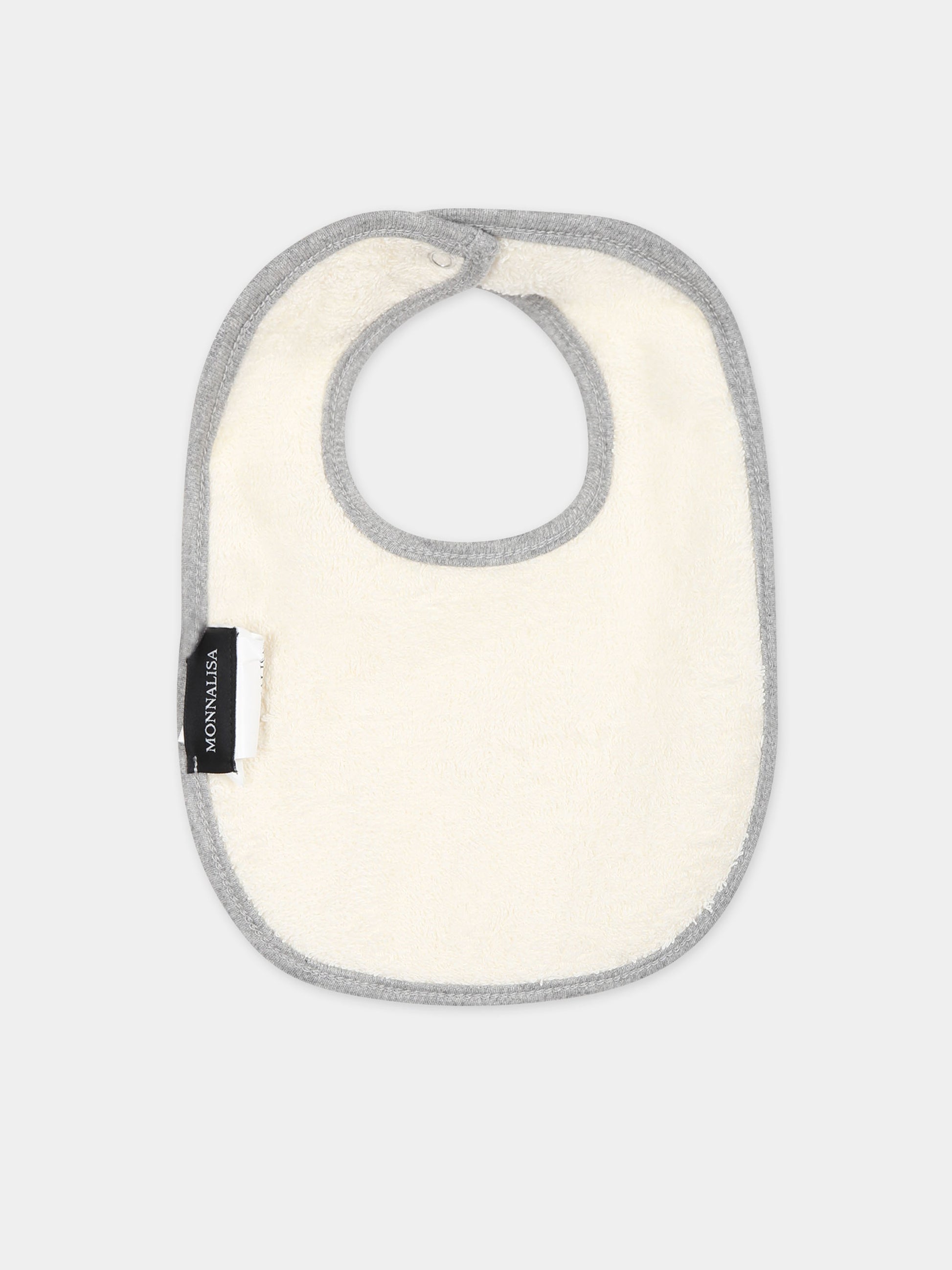 Bavaglino bianco per neonati con stampa Snoopy,Monnalisa,22B006 2004 0132