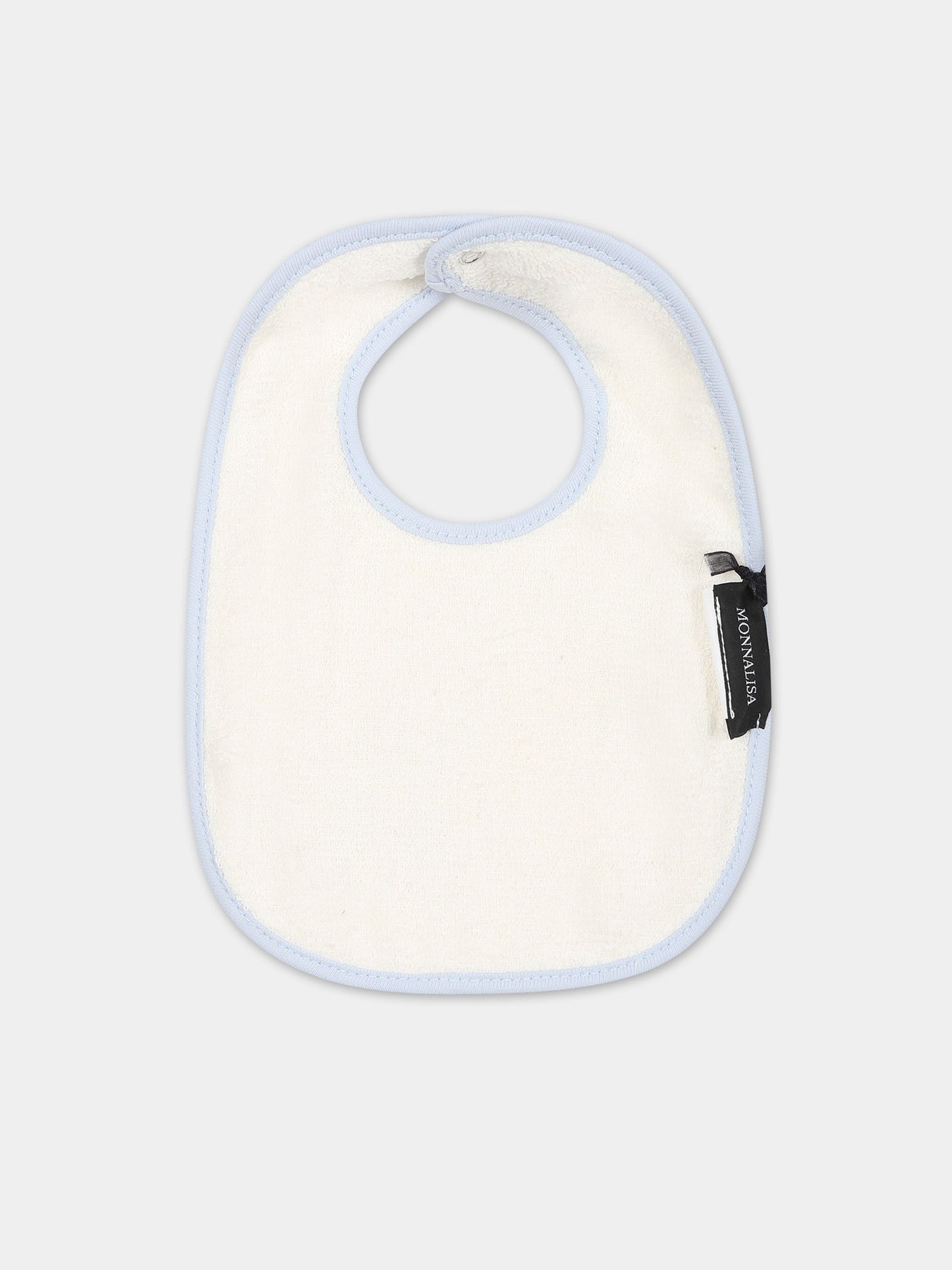 Bavaglino bianco per neonato con stampa triciclo,Monnalisa,22B000 2004 0152