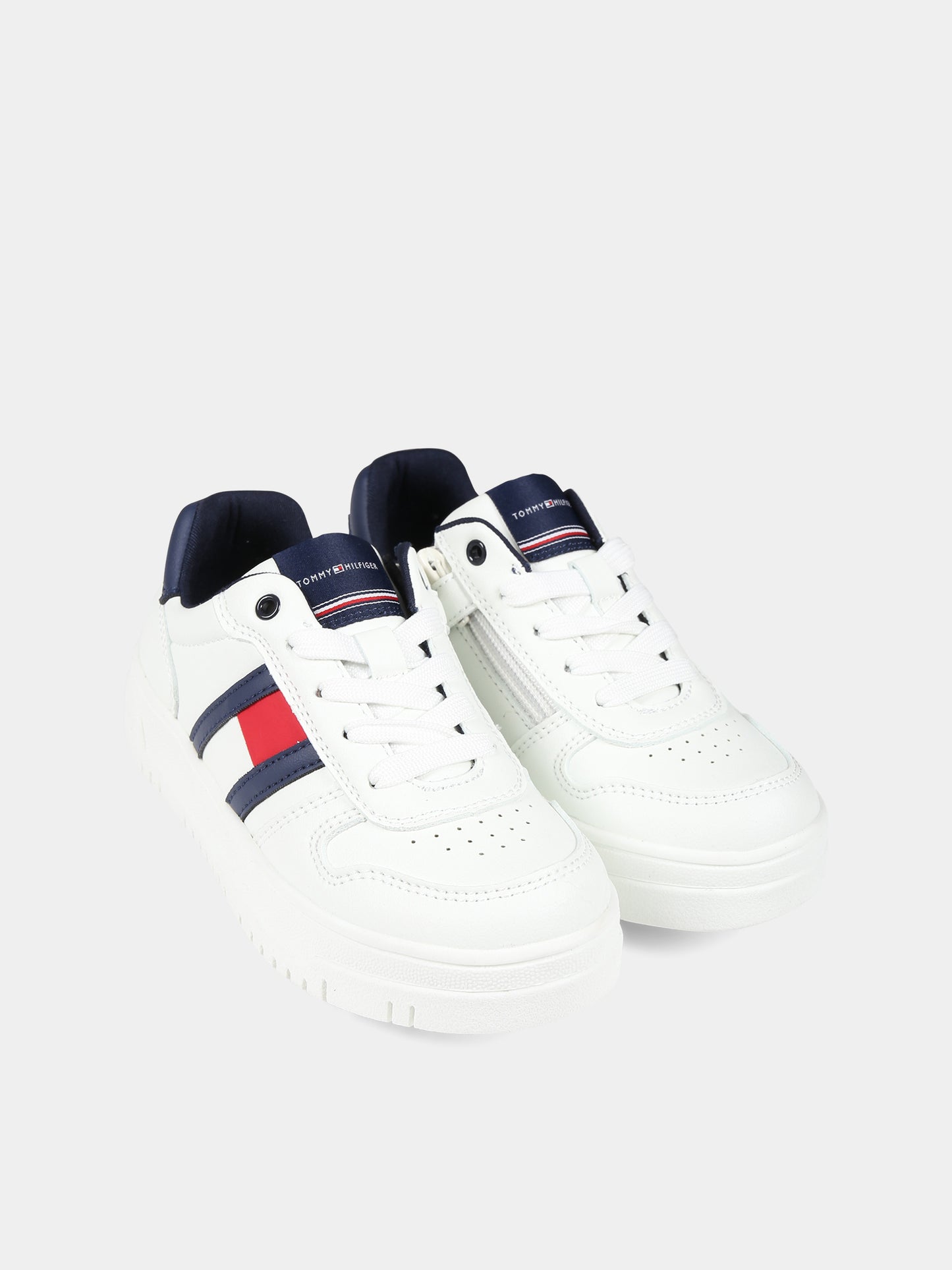Sneakers bianche per bambino con logo,Tommy Hilfiger Junior,T3X9 33115 1355A473