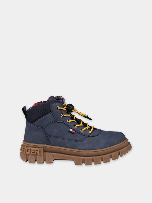 Stivaletti blu per bambino con logo,Tommy Hilfiger Junior,T3B5 33156 0316800