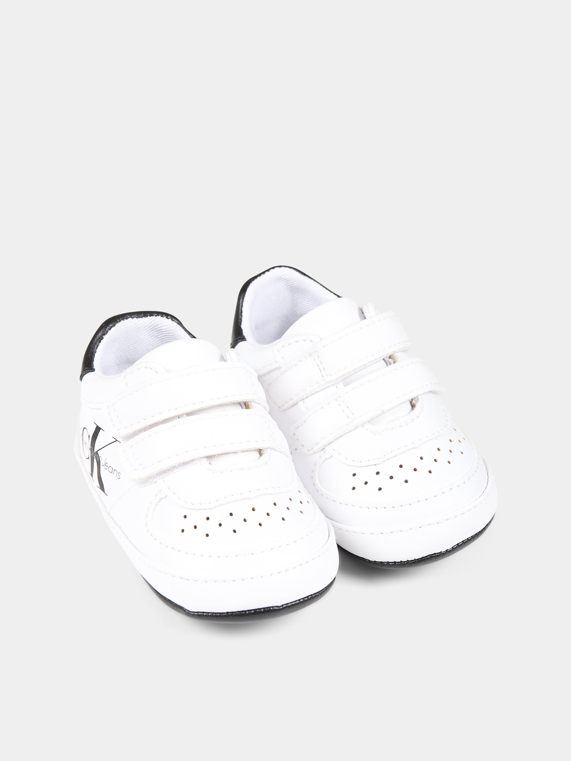 Sneakers bianche per neonati con logo,Calvin Klein Kids,V0B4 80715 1433X002