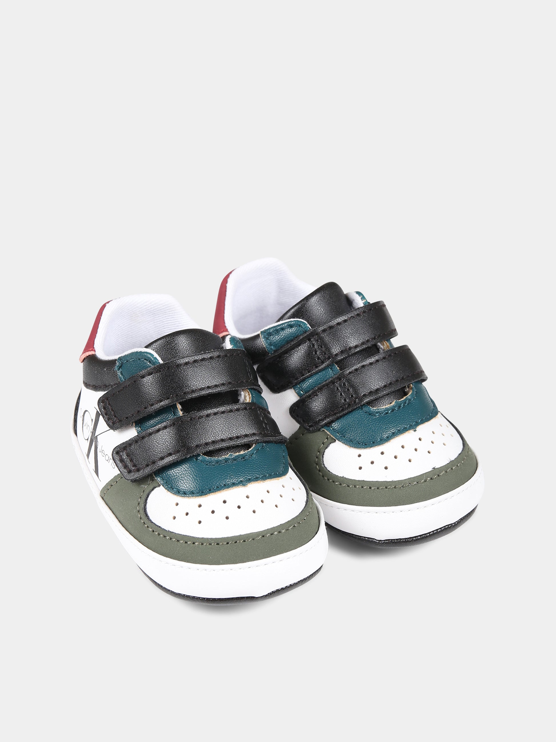 Sneakers bianche per neonato con logo,Calvin Klein Kids,V0B4 80716 1433Y913